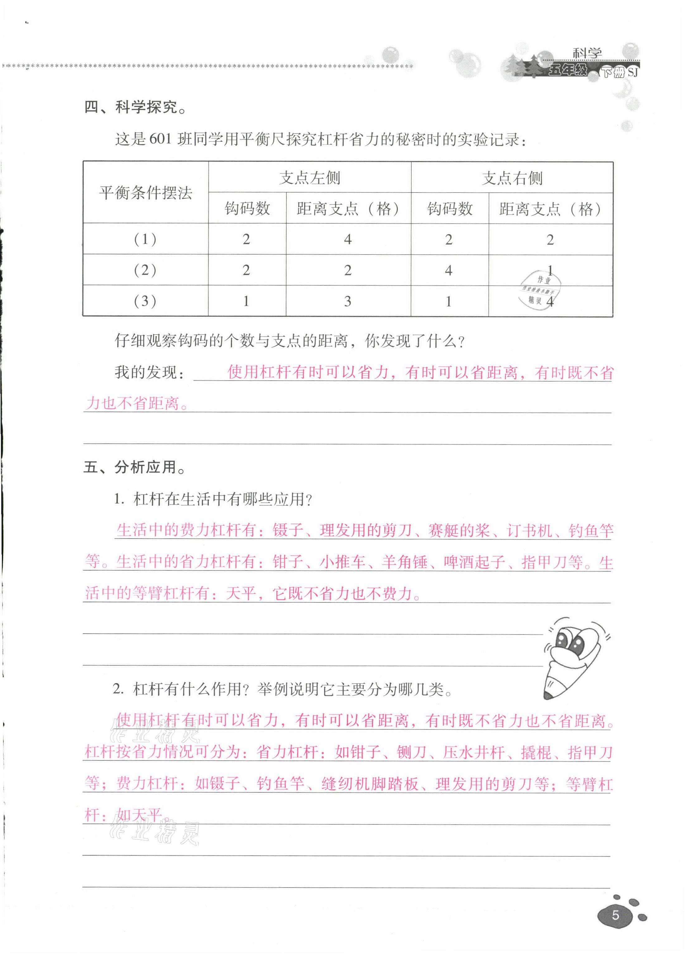 2021年云南省标准教辅同步指导训练与检测五年级科学下册苏教版 第4页