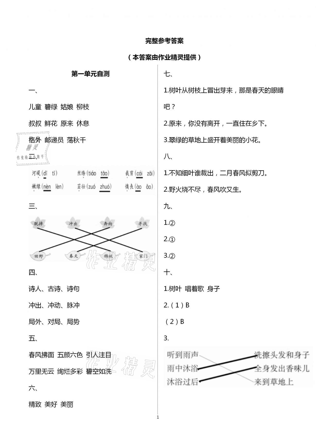 2021年語文單元自測二年級下冊人教版 第1頁