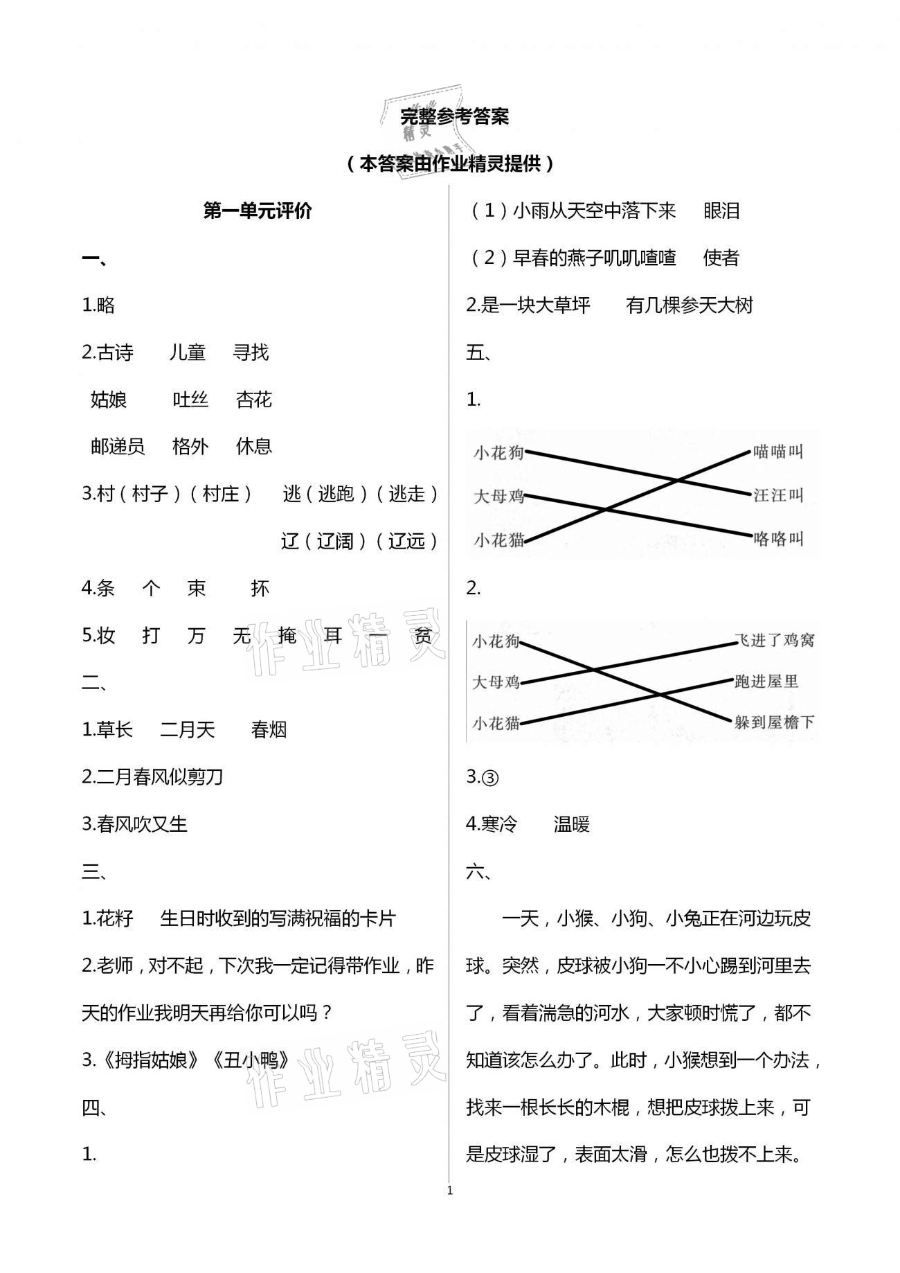 2021年綠色指標(biāo)自我提升二年級(jí)語文下冊(cè)人教版 第1頁(yè)