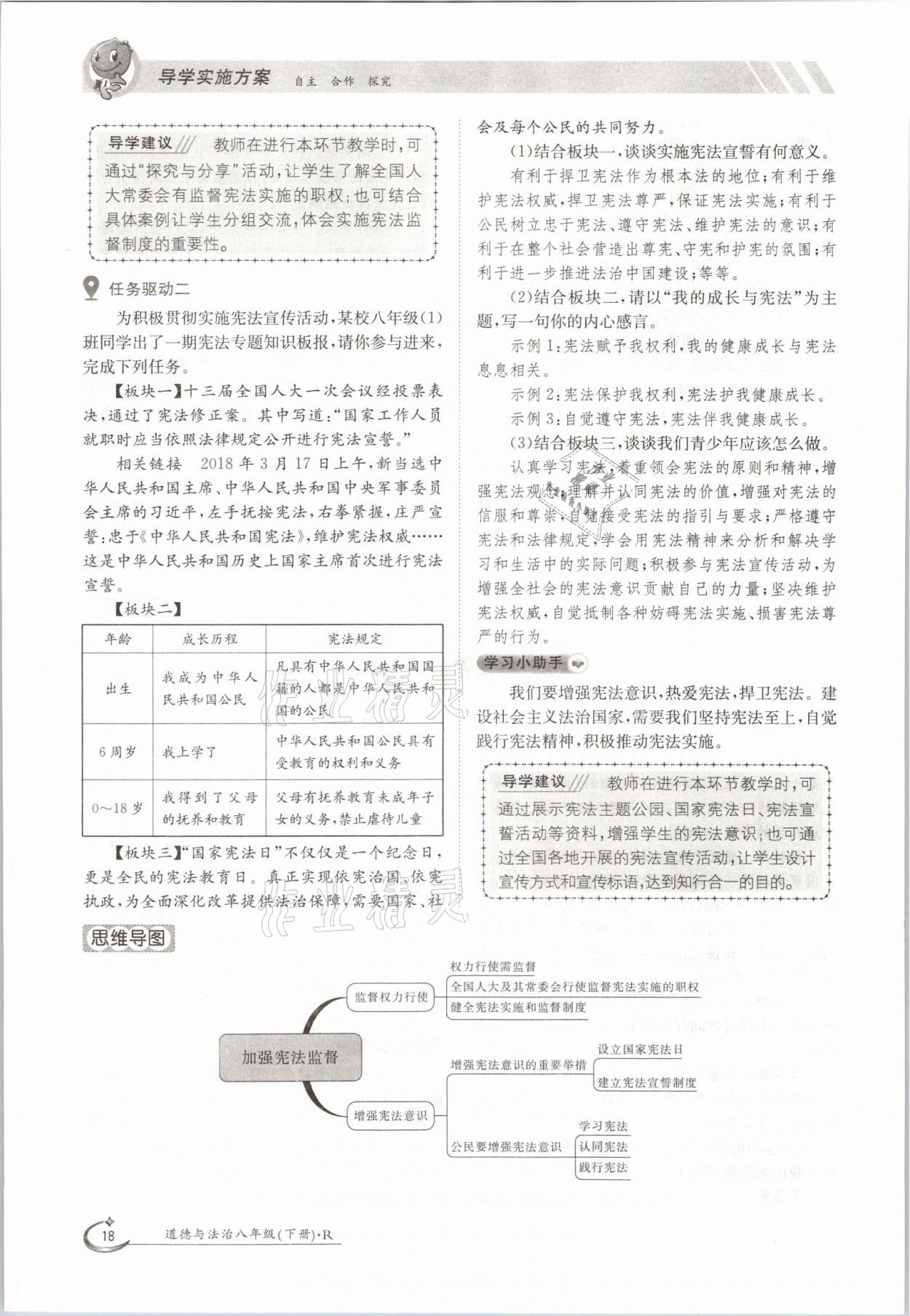 2021年初中金太阳导学案八年级道德与法治下册人教版 参考答案第18页