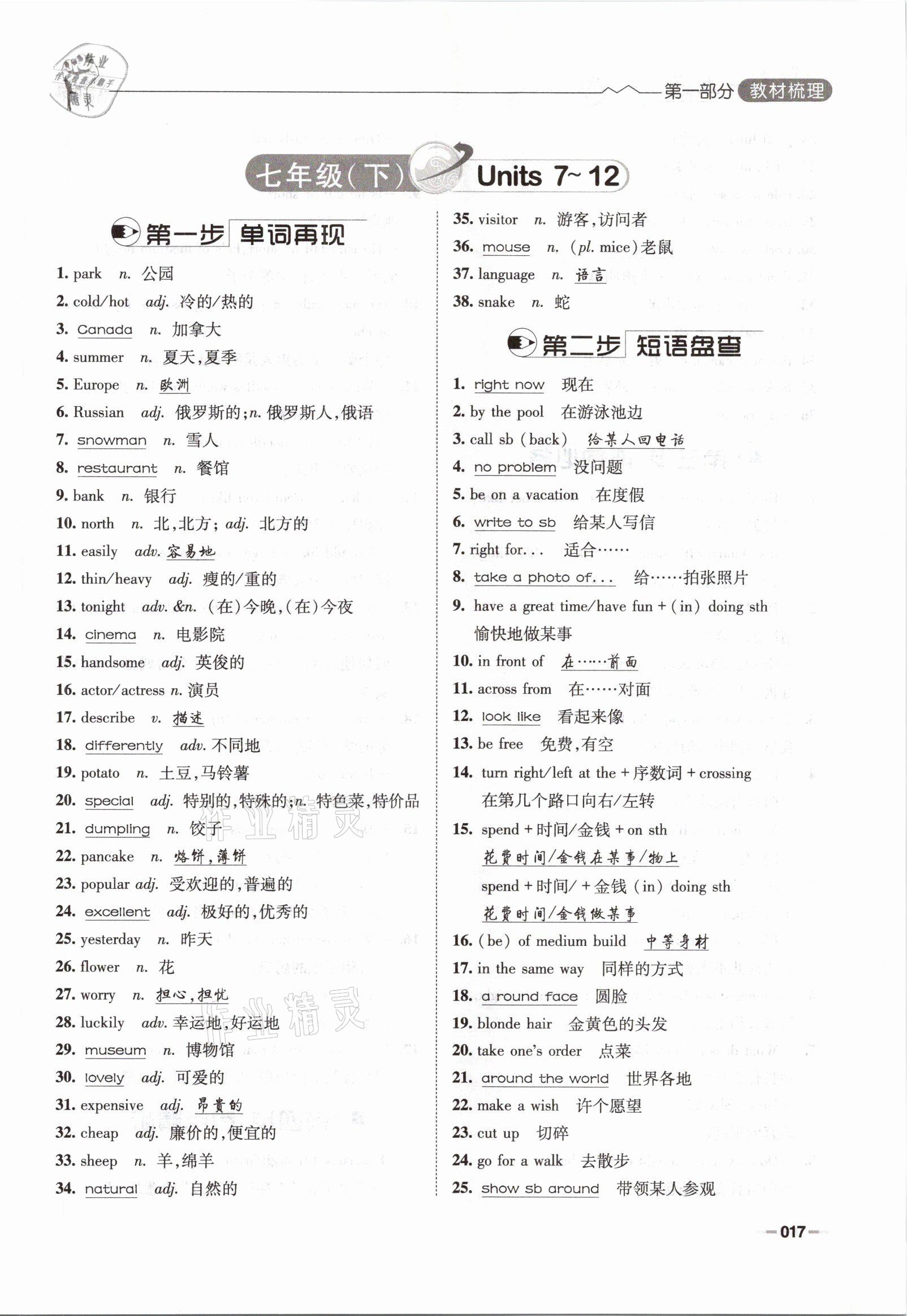 2021年走進(jìn)名校天府中考一本通英語 參考答案第17頁