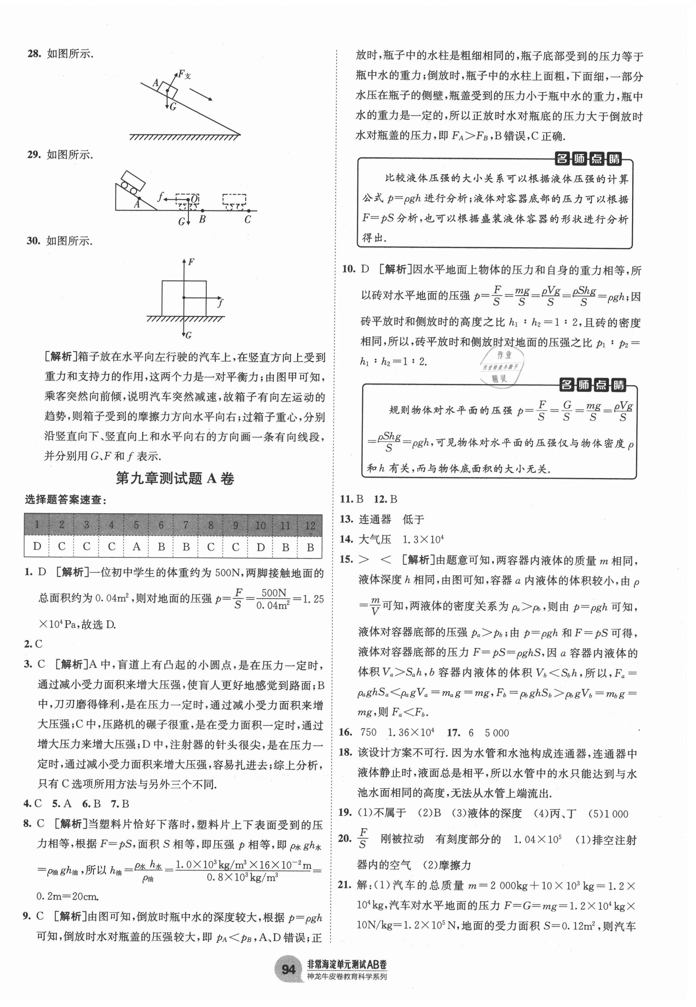 2021年海淀單元測試AB卷八年級物理下冊教科版 第6頁