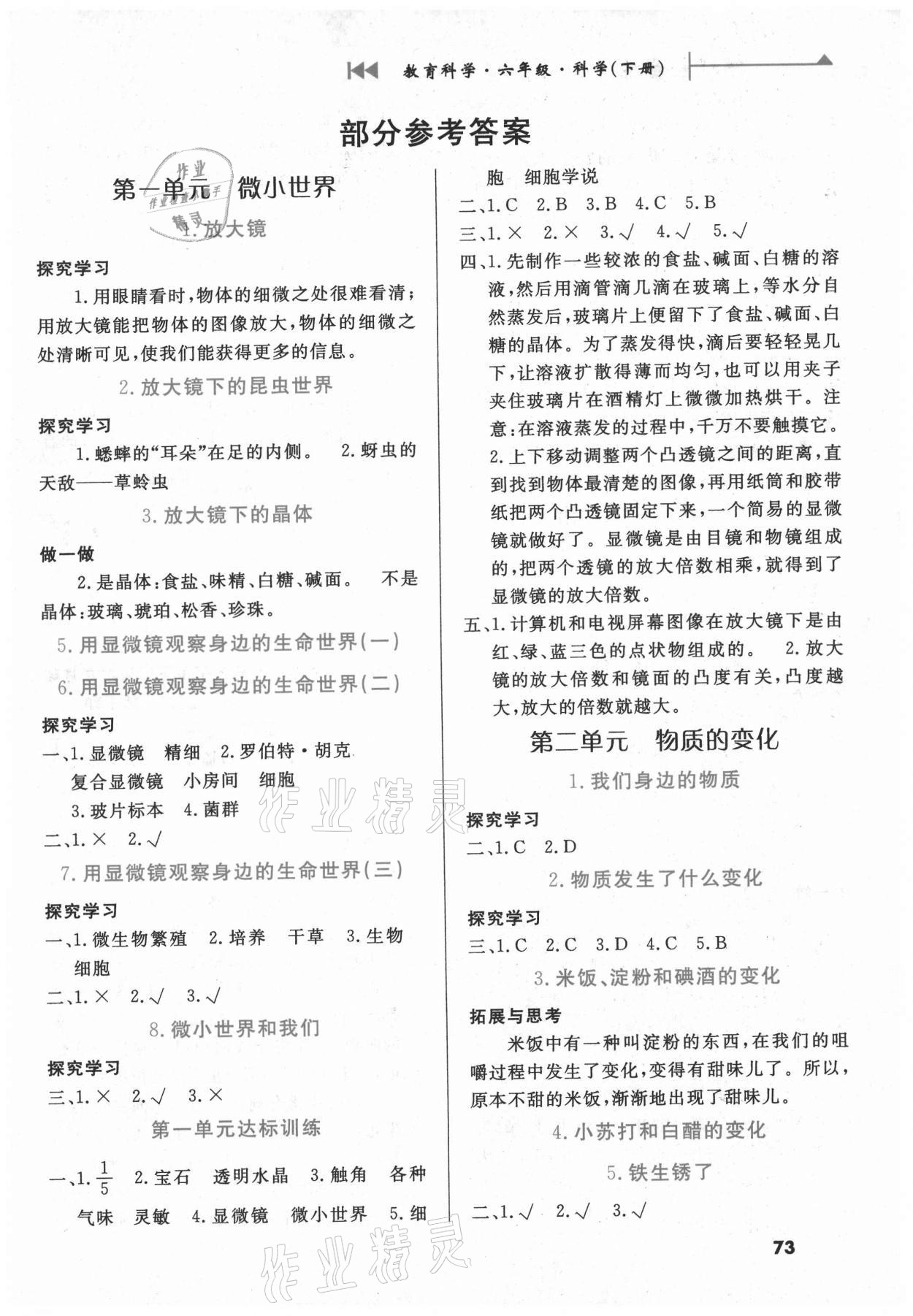 2021年課時(shí)配套練六年級(jí)科學(xué)下冊(cè)教科版 第1頁(yè)