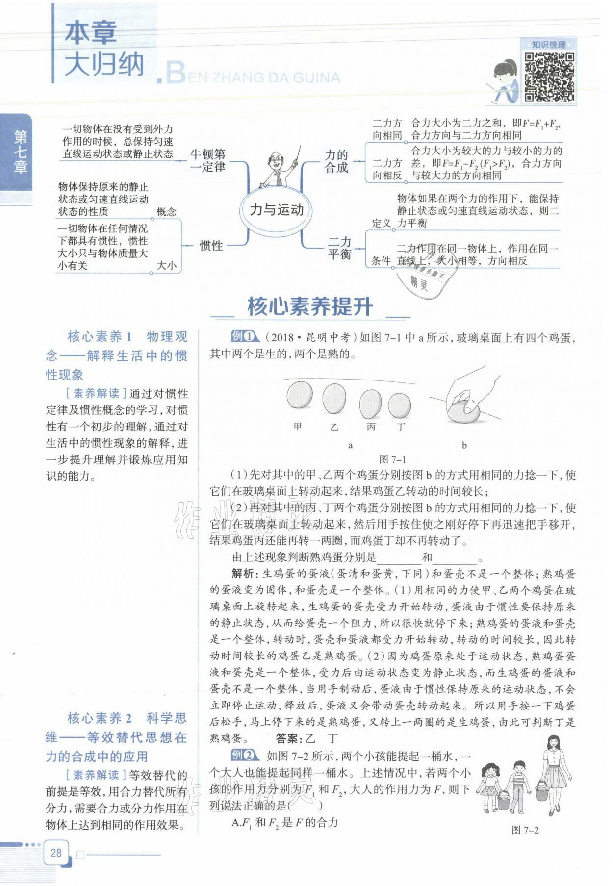 2021年教材课本八年级物理下册沪科版&nbsp;参考答案第28页