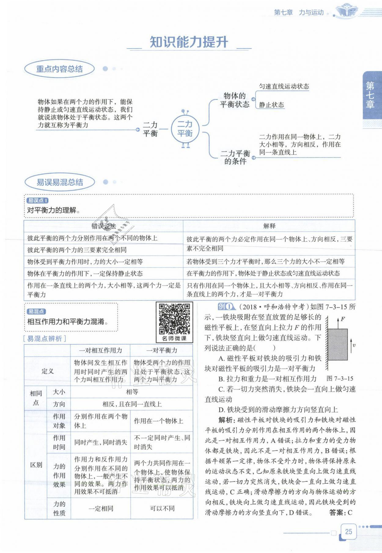 2021年教材课本八年级物理下册沪科版&nbsp;参考答案第25页