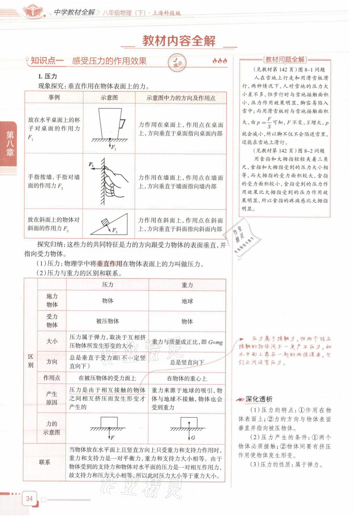 2021年教材课本八年级物理下册沪科版&nbsp;参考答案第34页