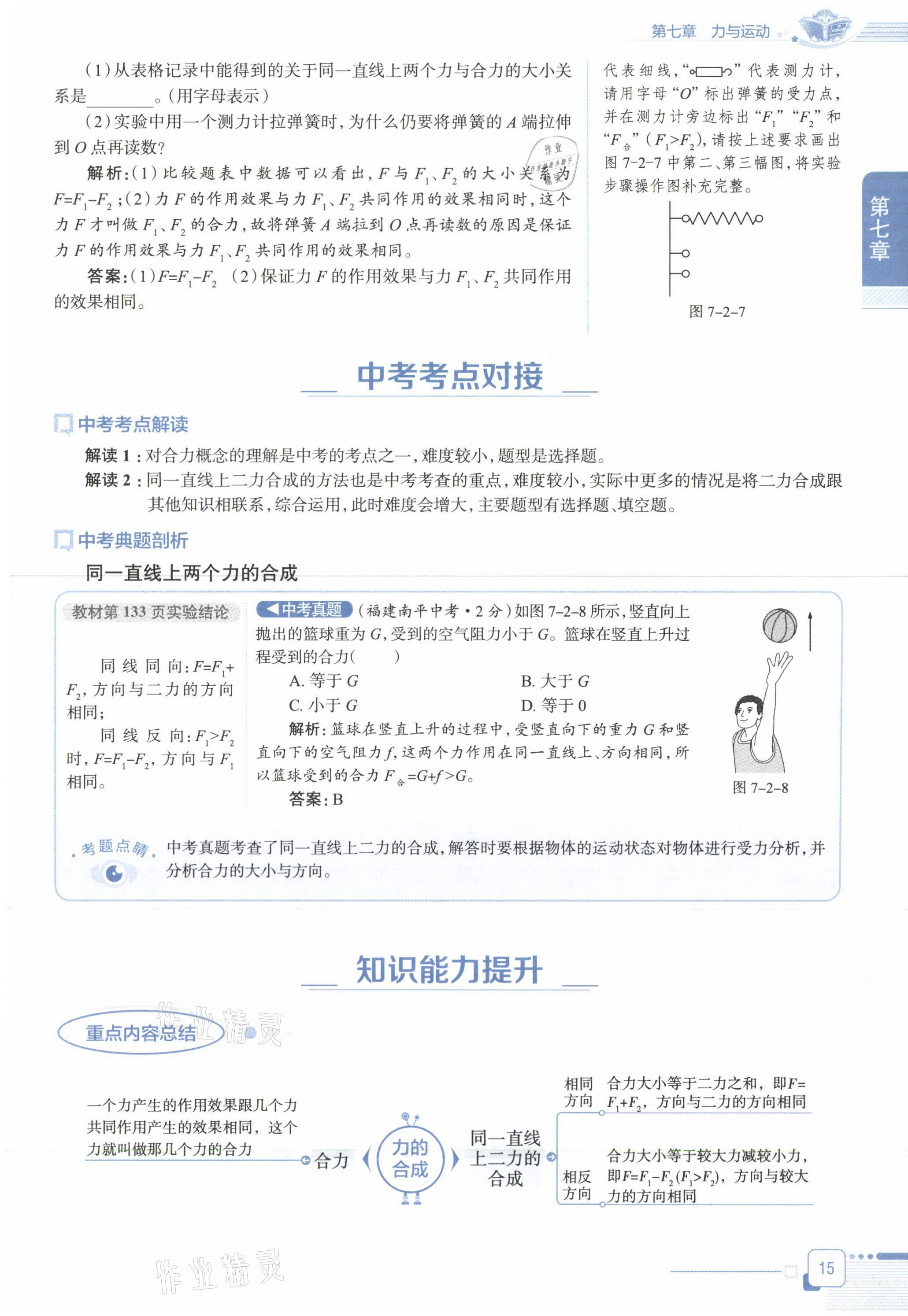 2021年教材课本八年级物理下册沪科版&nbsp;参考答案第15页