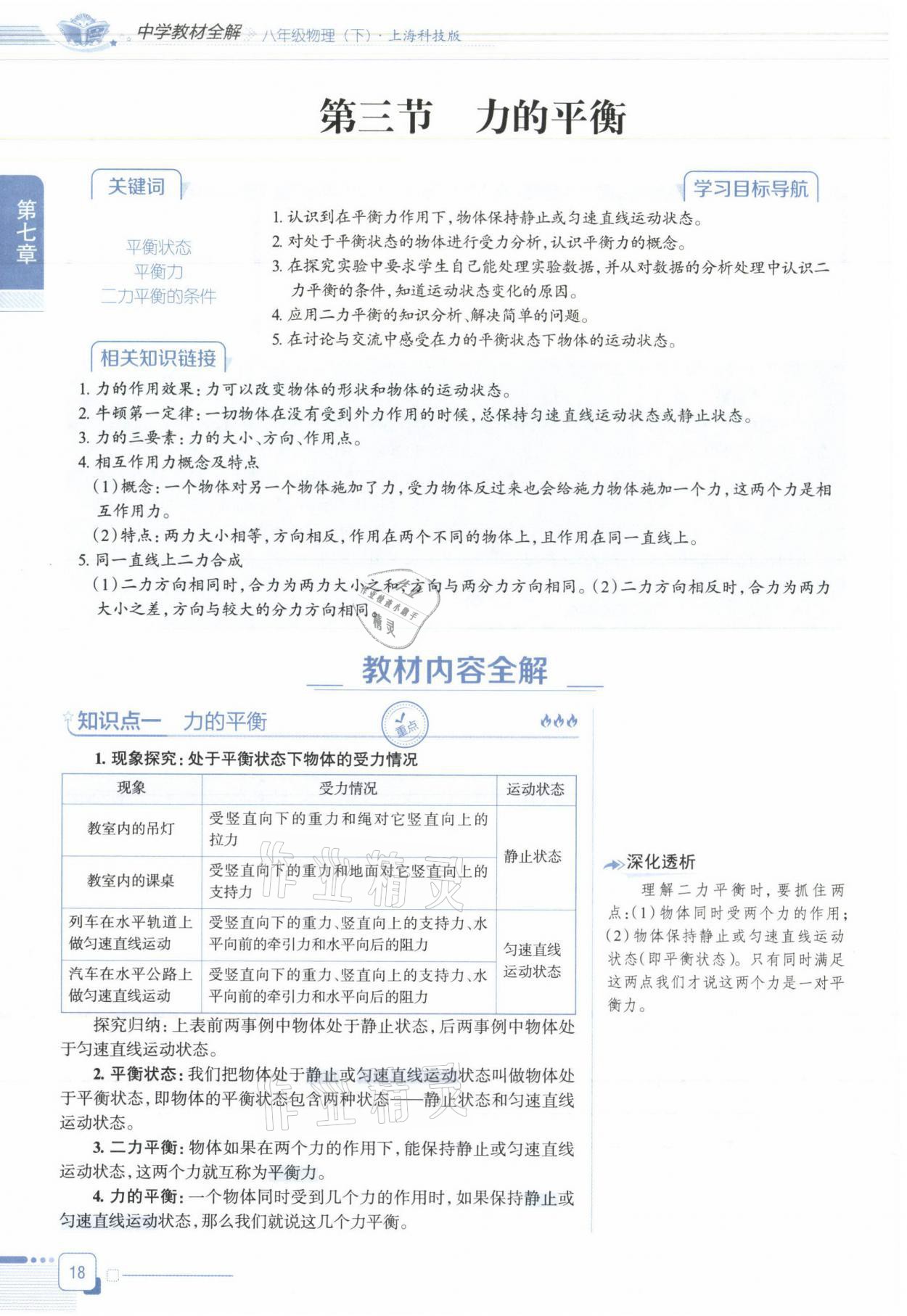 2021年教材课本八年级物理下册沪科版&nbsp;参考答案第18页