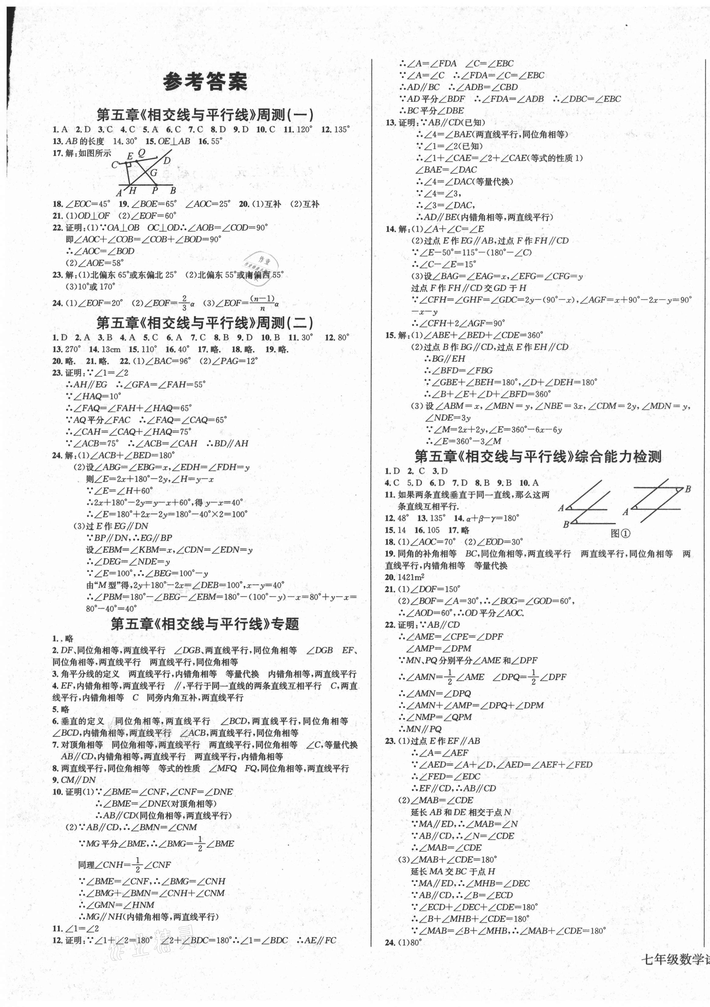 2021年思維新觀察同步檢測(cè)金卷七年級(jí)數(shù)學(xué)下冊(cè)人教版 第1頁(yè)