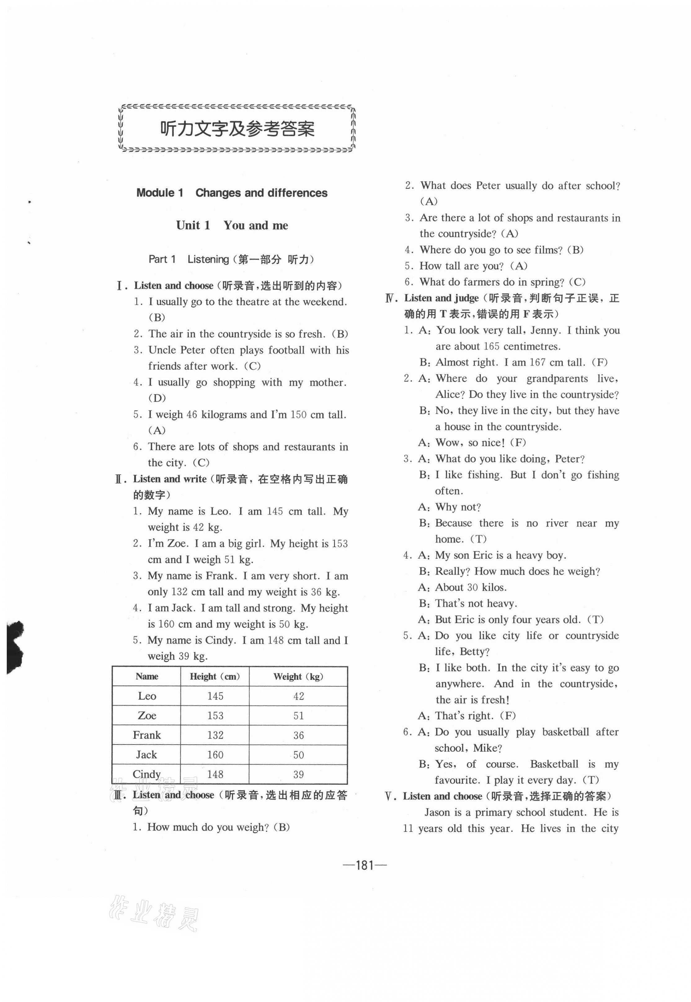 2021年新編牛津英語學(xué)習(xí)目標(biāo)與測試六年級下冊牛津上教版 參考答案第1頁