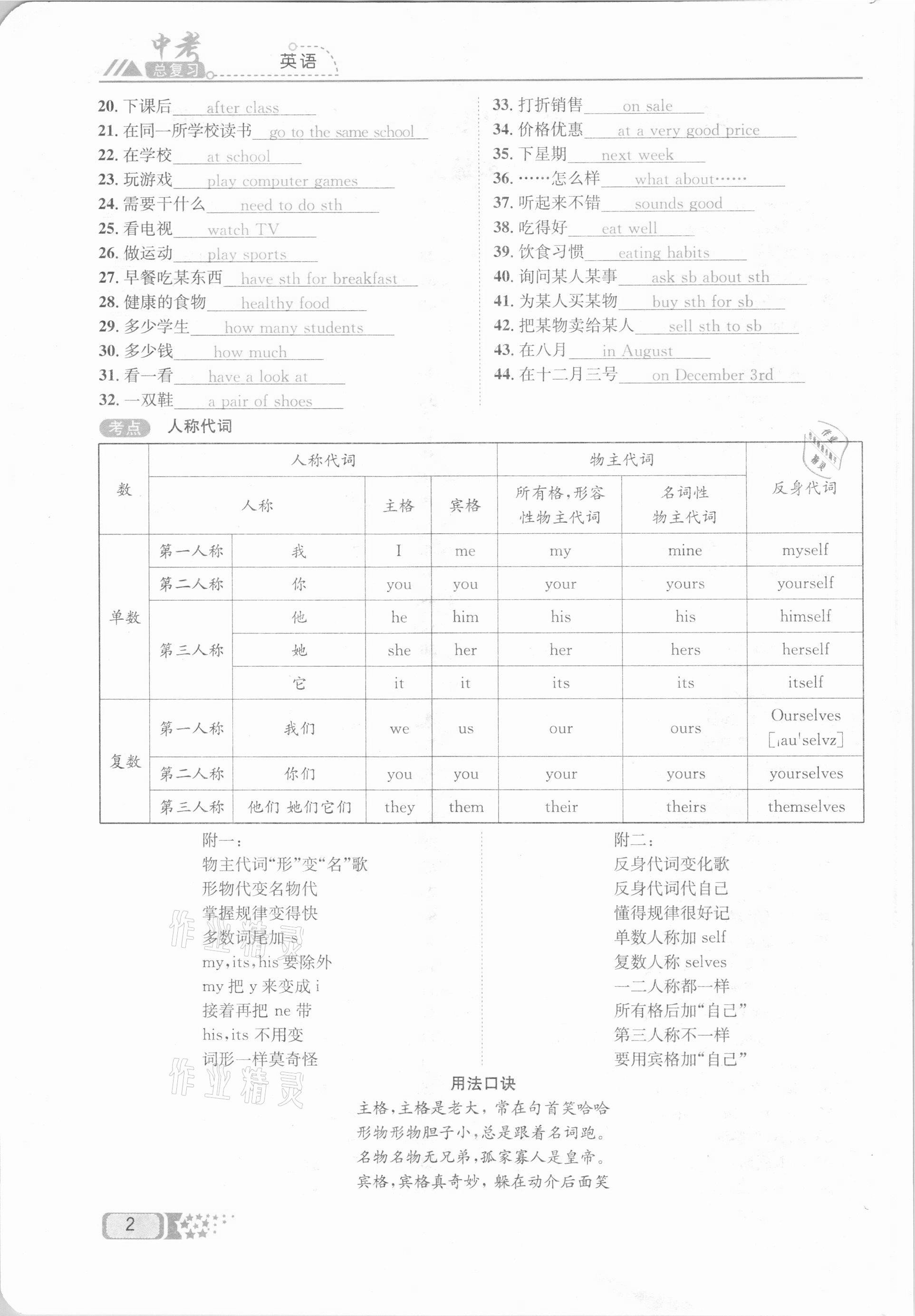 2021年中考命題調(diào)研英語 參考答案第2頁