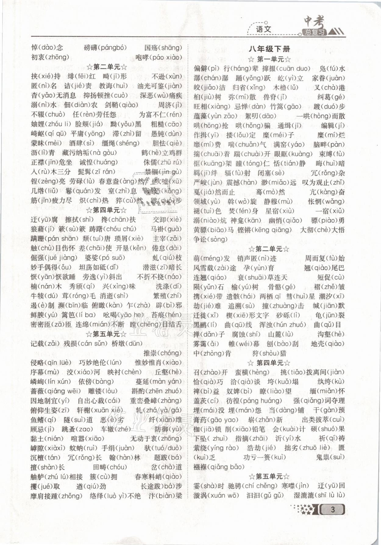 2021年中考命題調研語文 參考答案第3頁
