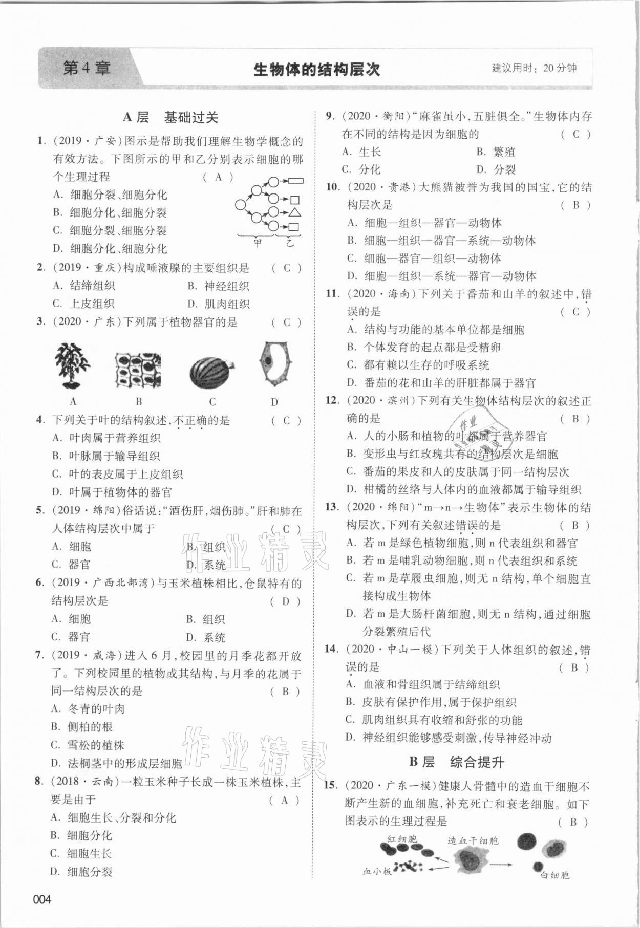 2021年中考狀元生物北師大版 參考答案第5頁