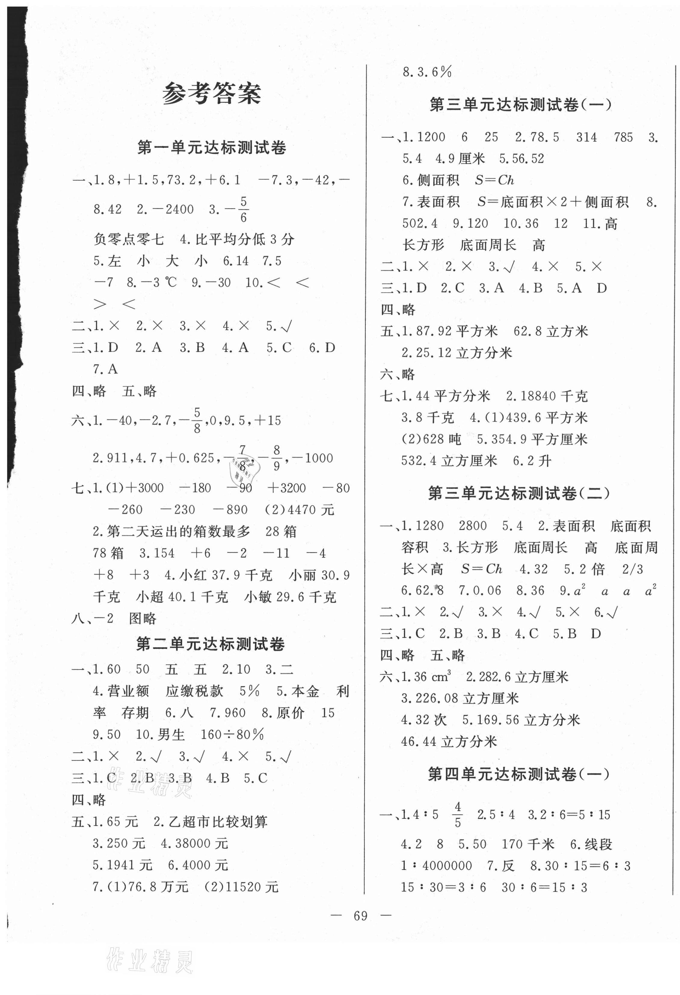 2021年智誠康美黃岡測試卷六年級數(shù)學(xué)下冊人教版 第1頁