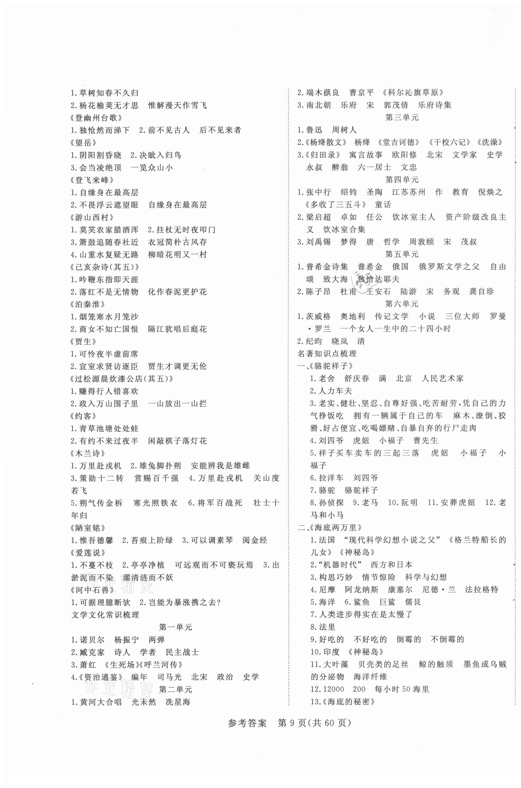 2021年中考新航標初中學考復習方案語文 第9頁