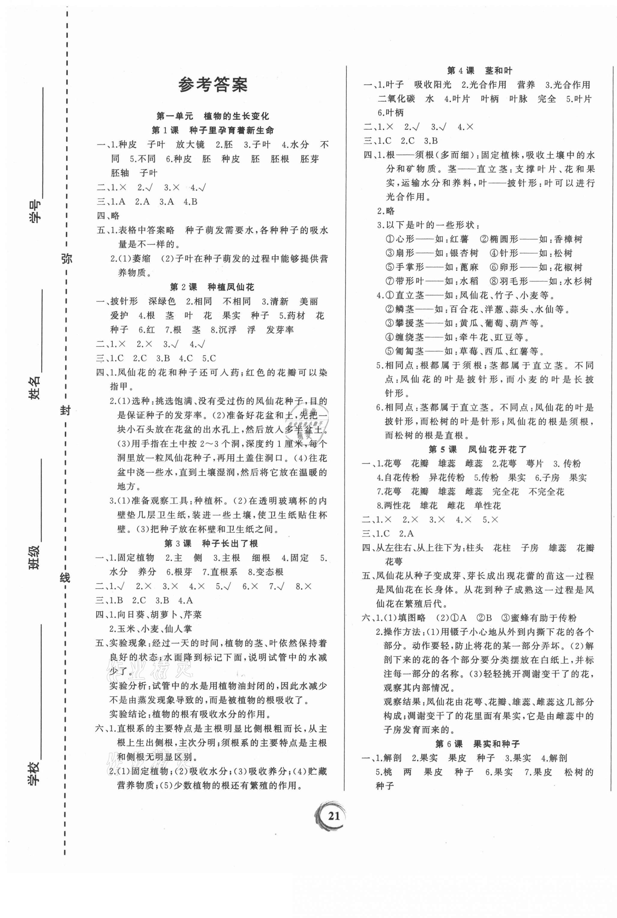 2021年家庭作業(yè)四年級(jí)科學(xué)下冊(cè)教科版 第1頁(yè)