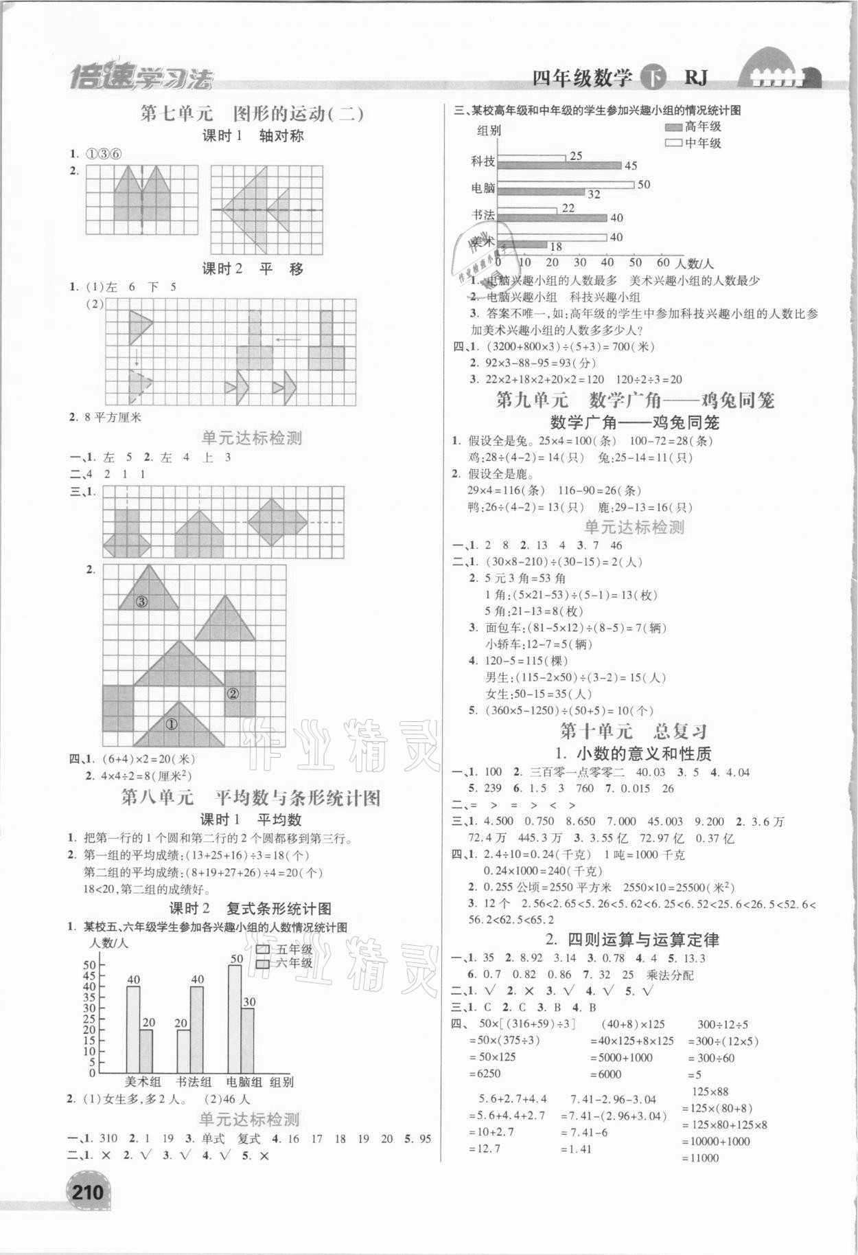 2021年倍速學習法四年級數(shù)學下冊人教版 參考答案第4頁