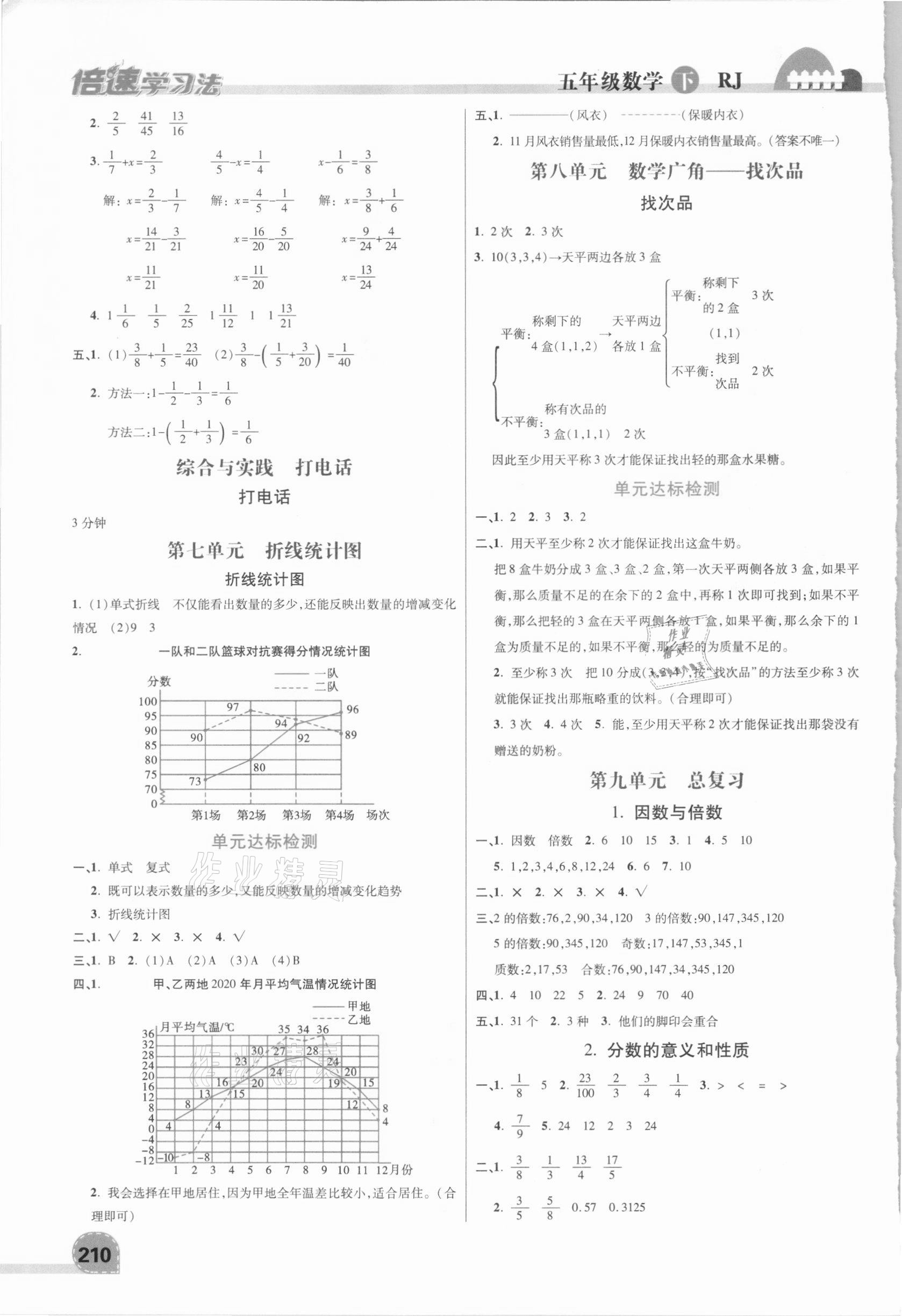 2021年倍速學(xué)習(xí)法五年級數(shù)學(xué)下冊人教版 參考答案第4頁