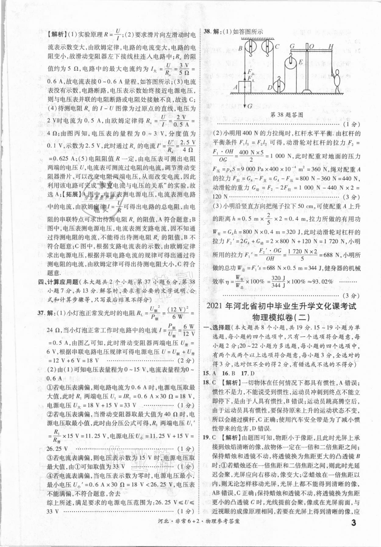 2021年一戰(zhàn)成名非常6加2物理河北專版 參考答案第2頁