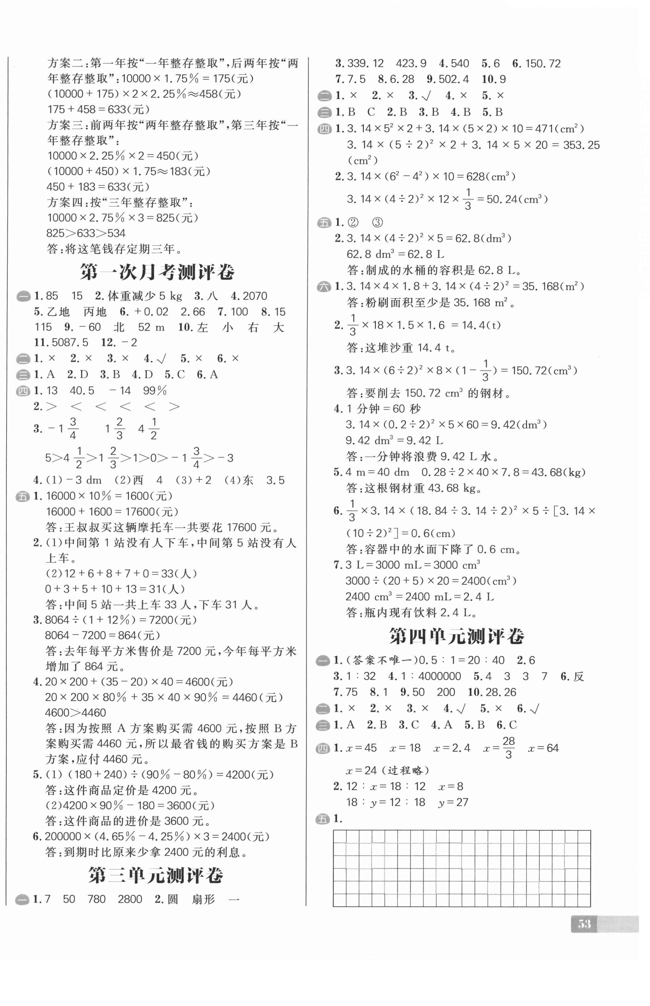 2021年陽光計(jì)劃小學(xué)試卷六年級(jí)數(shù)學(xué)下冊人教版 第2頁