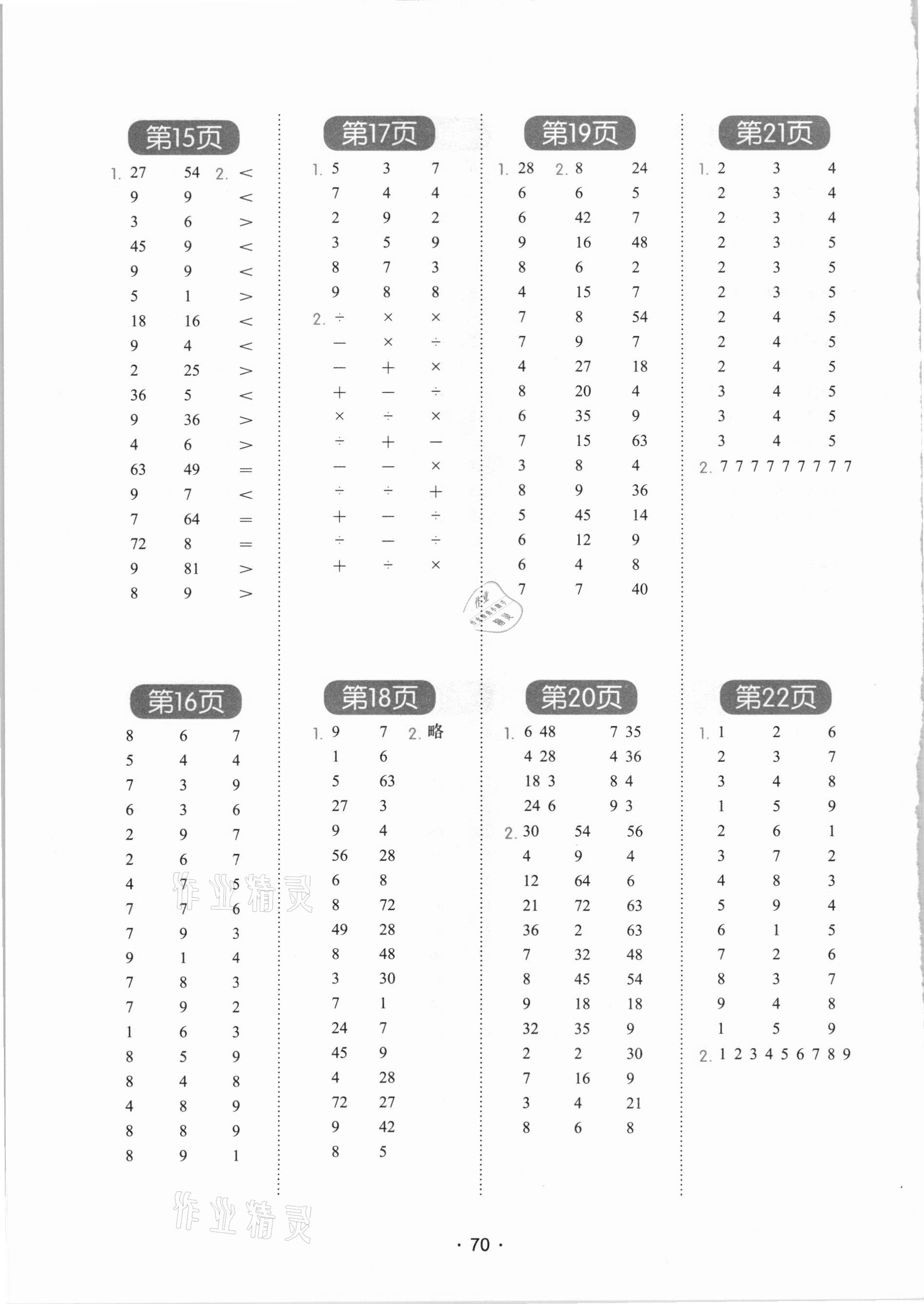 2021年學(xué)霸課堂小學(xué)數(shù)學(xué)口算題卡二年級下冊人教版 參考答案第3頁