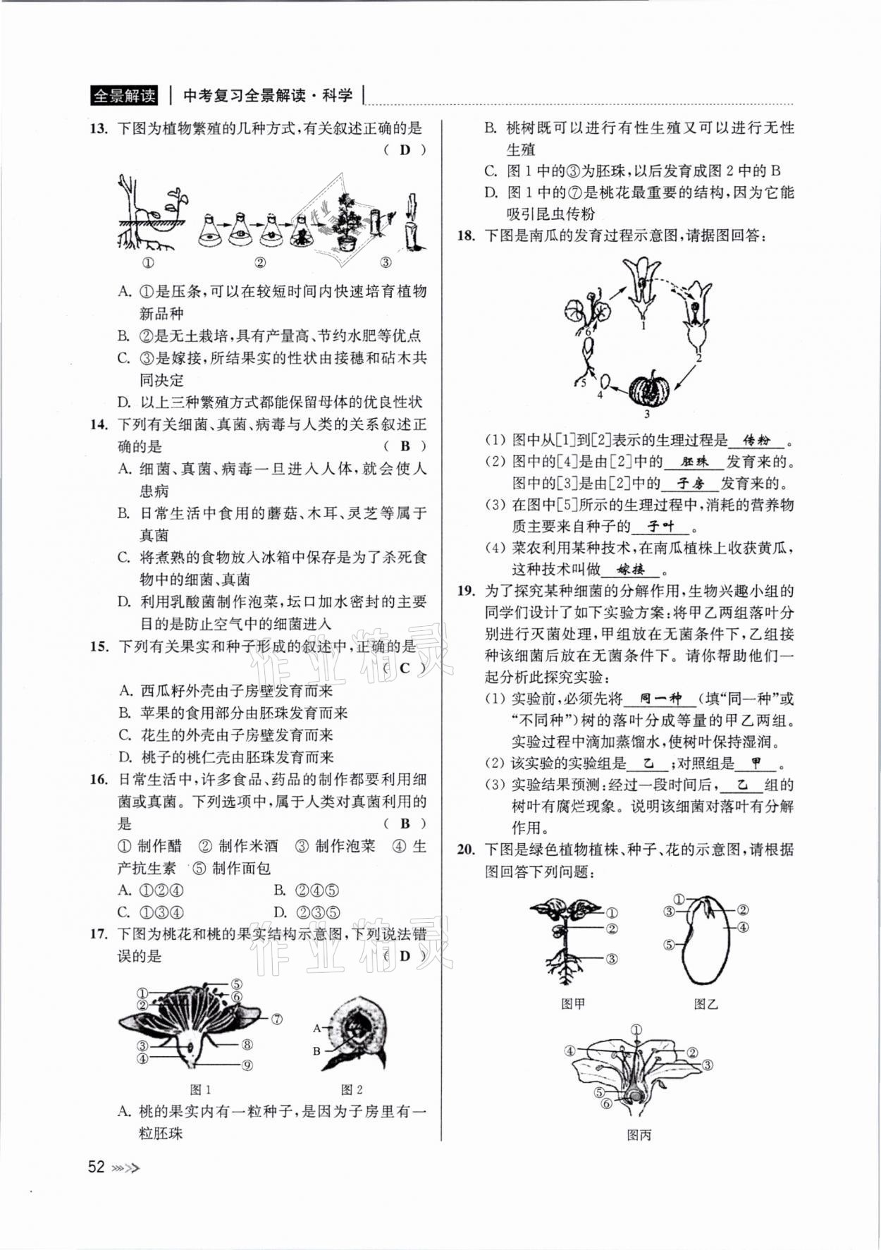 2021年中考復(fù)習全景解讀科學(xué)浙教版 參考答案第51頁