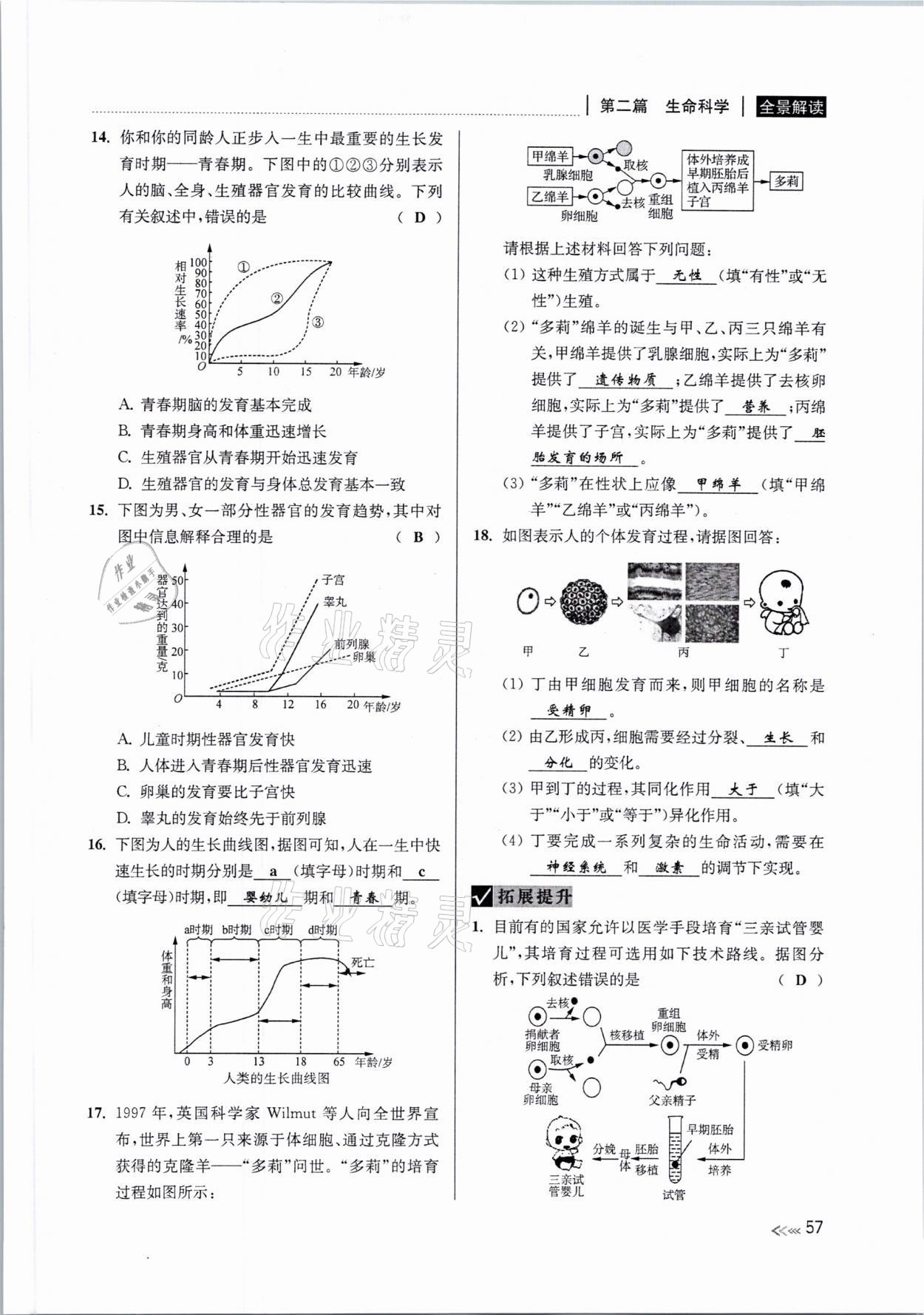 2021年中考復(fù)習(xí)全景解讀科學(xué)浙教版 參考答案第56頁