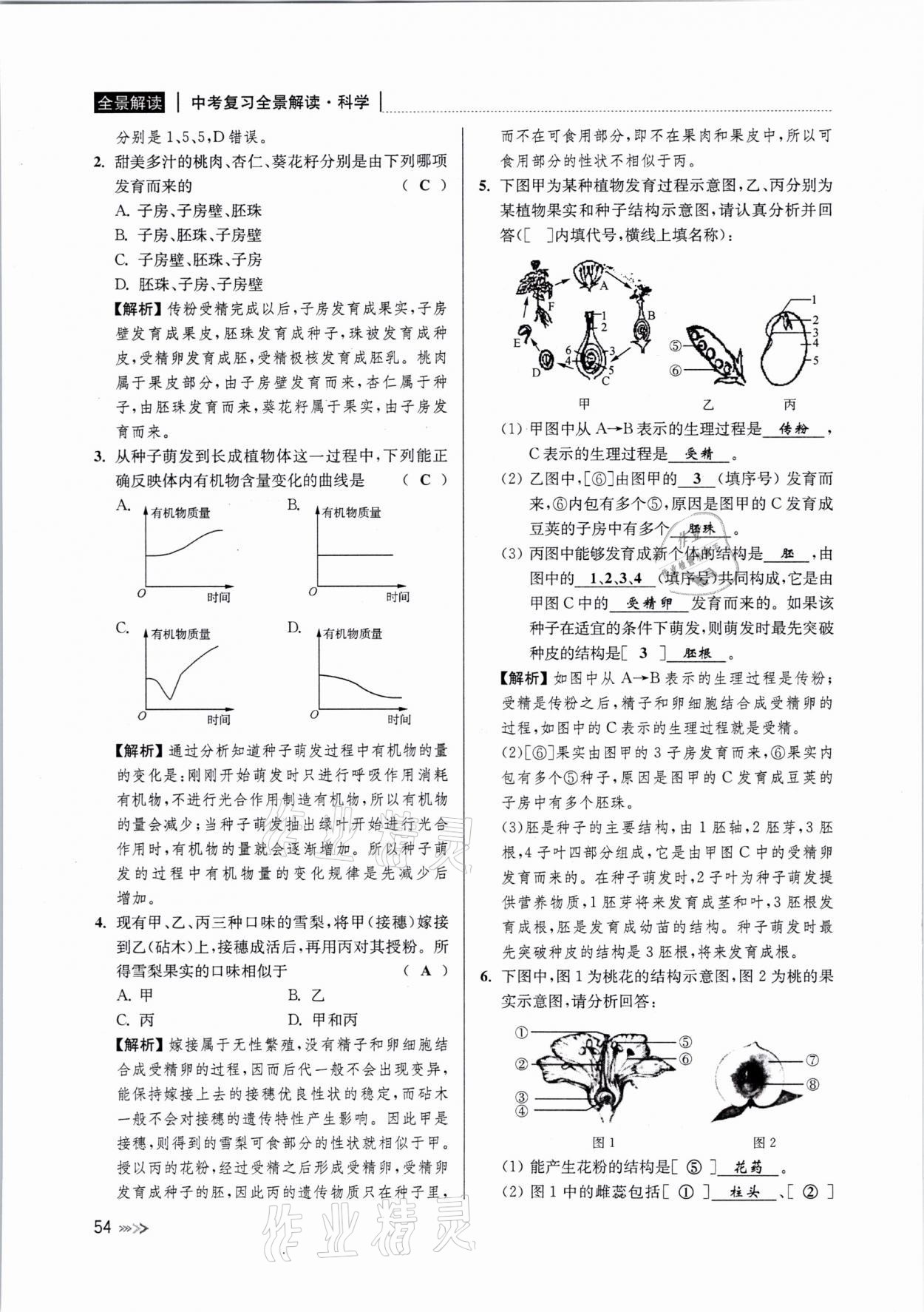 2021年中考復習全景解讀科學浙教版 參考答案第53頁