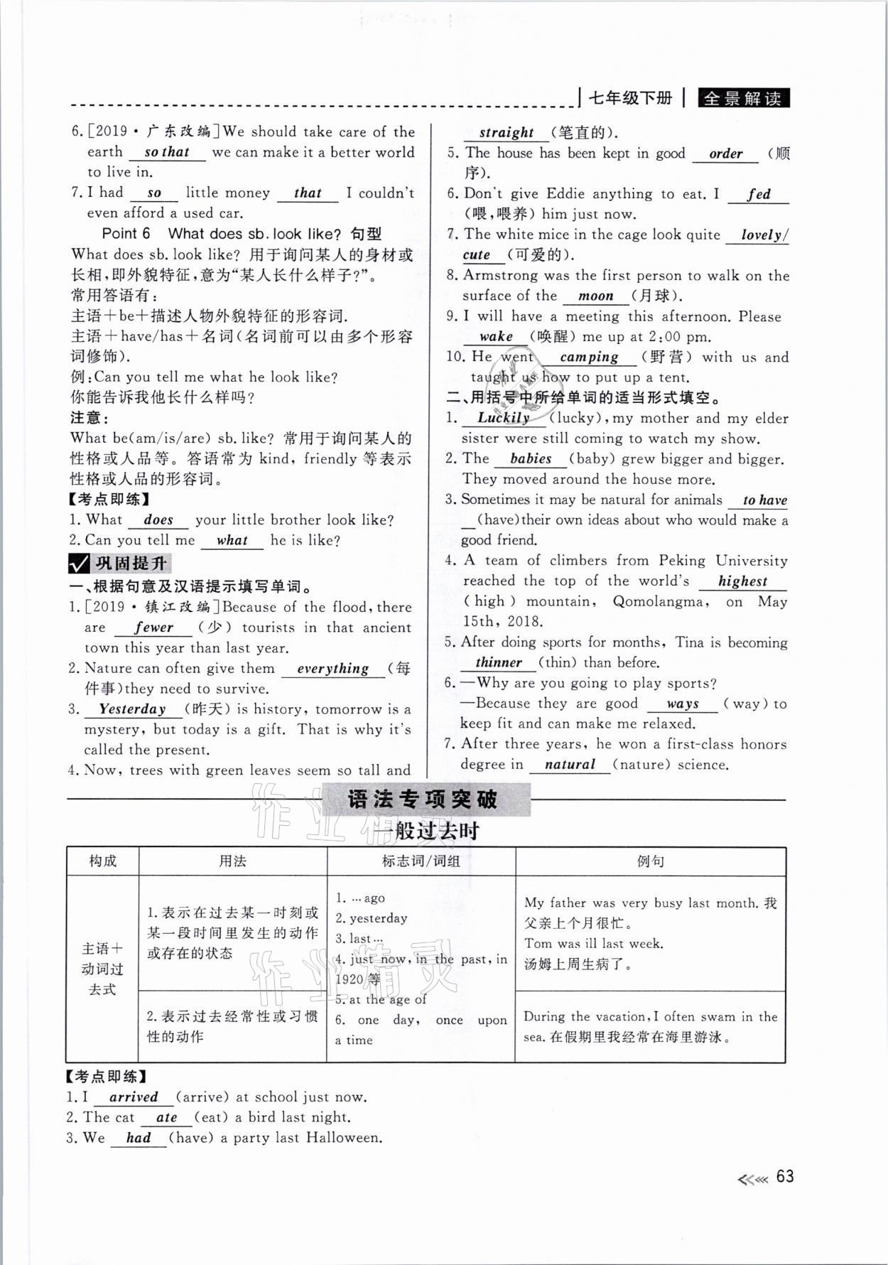 2021年中考復習全景解讀英語人教版 參考答案第63頁