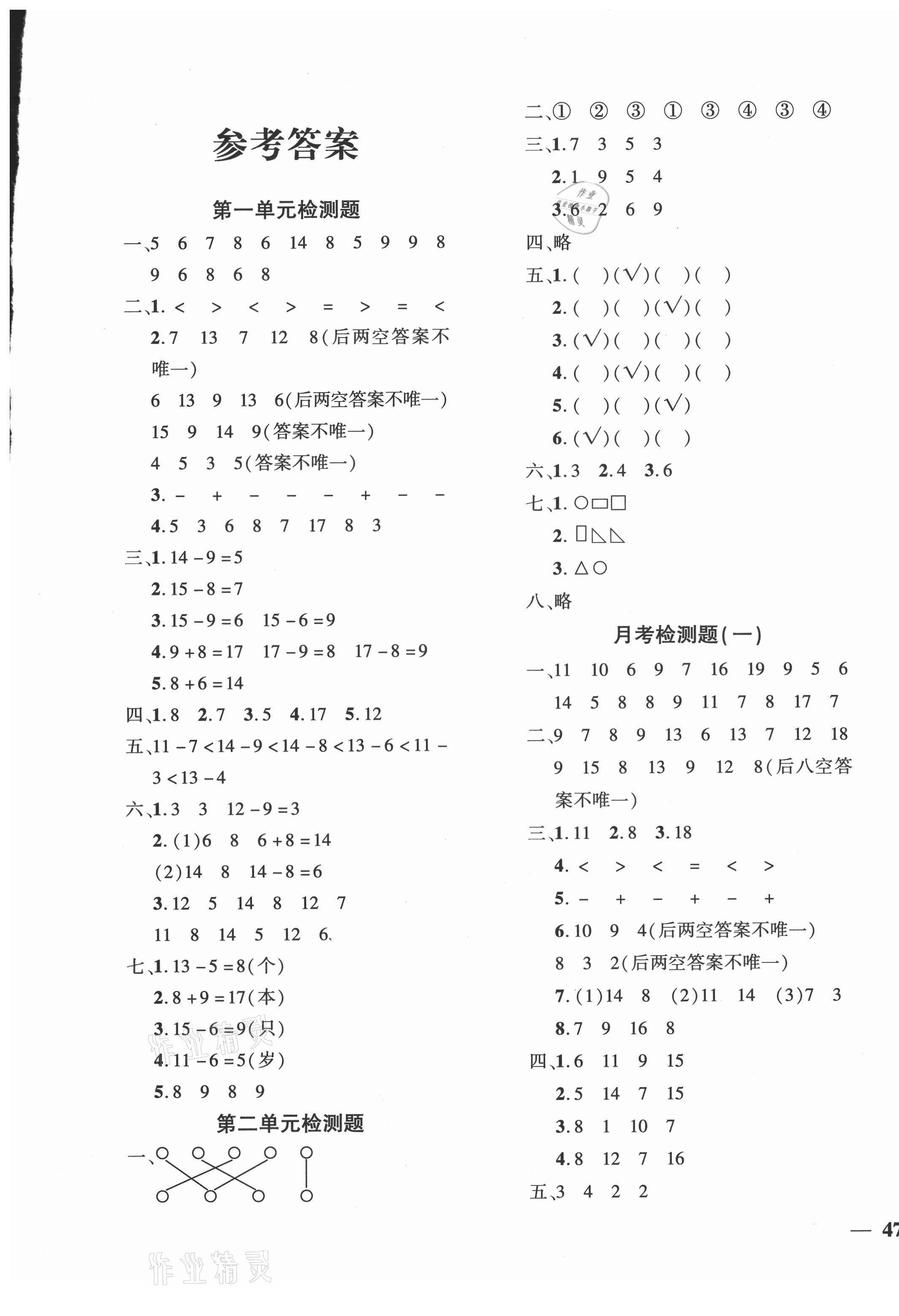 2021年教育世家狀元卷一年級數學下冊蘇教版 第1頁