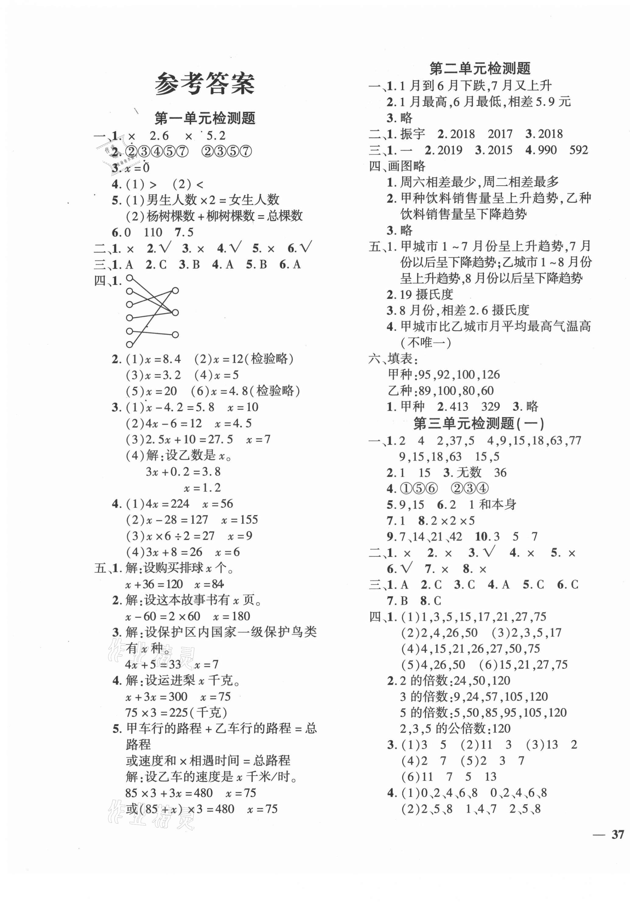 2021年黄冈360度定制密卷五年级数学下册苏教版 第1页