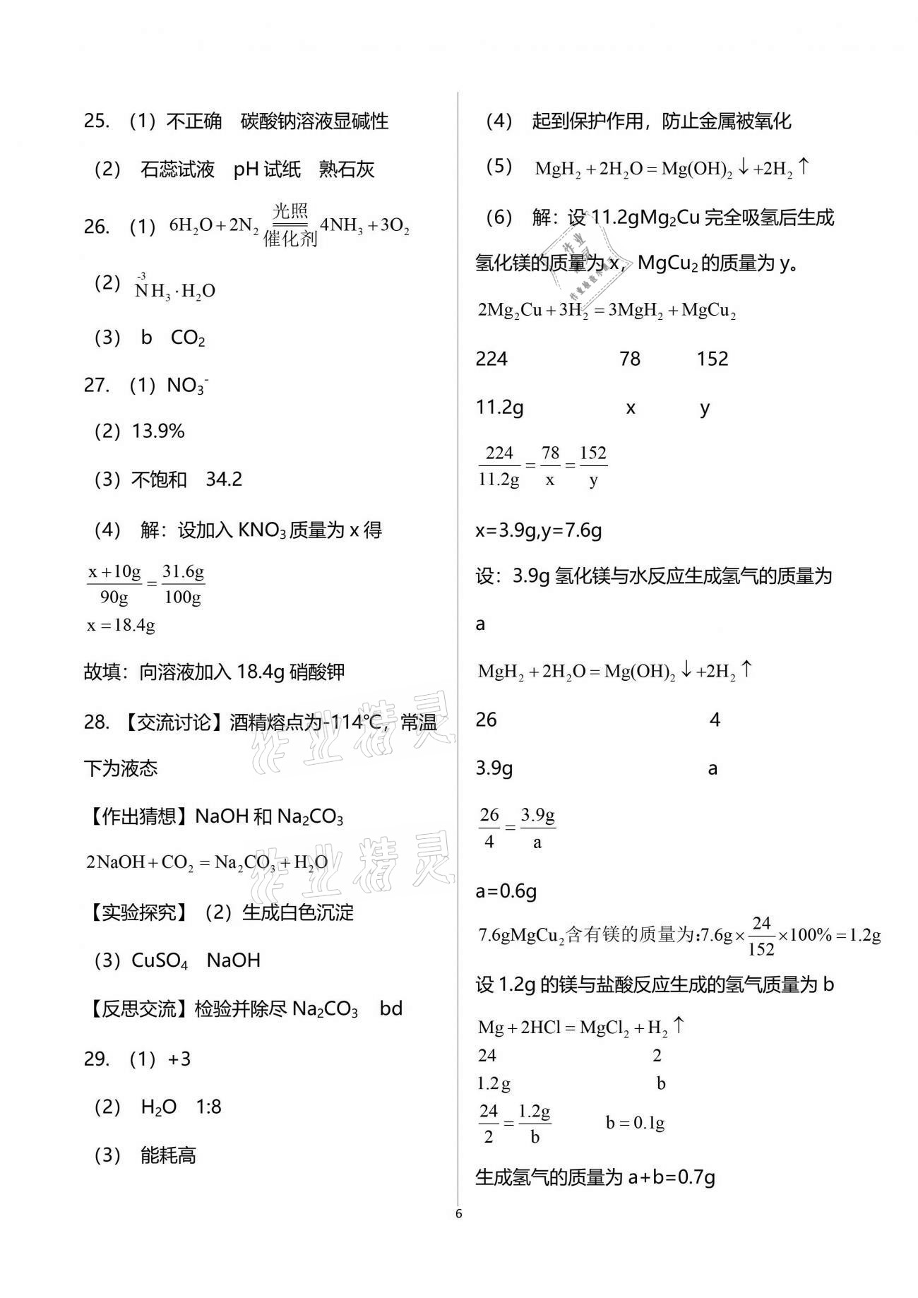 2021年突擊中考中考全真模擬總復(fù)習(xí)化學(xué)蘇州專版 參考答案第6頁