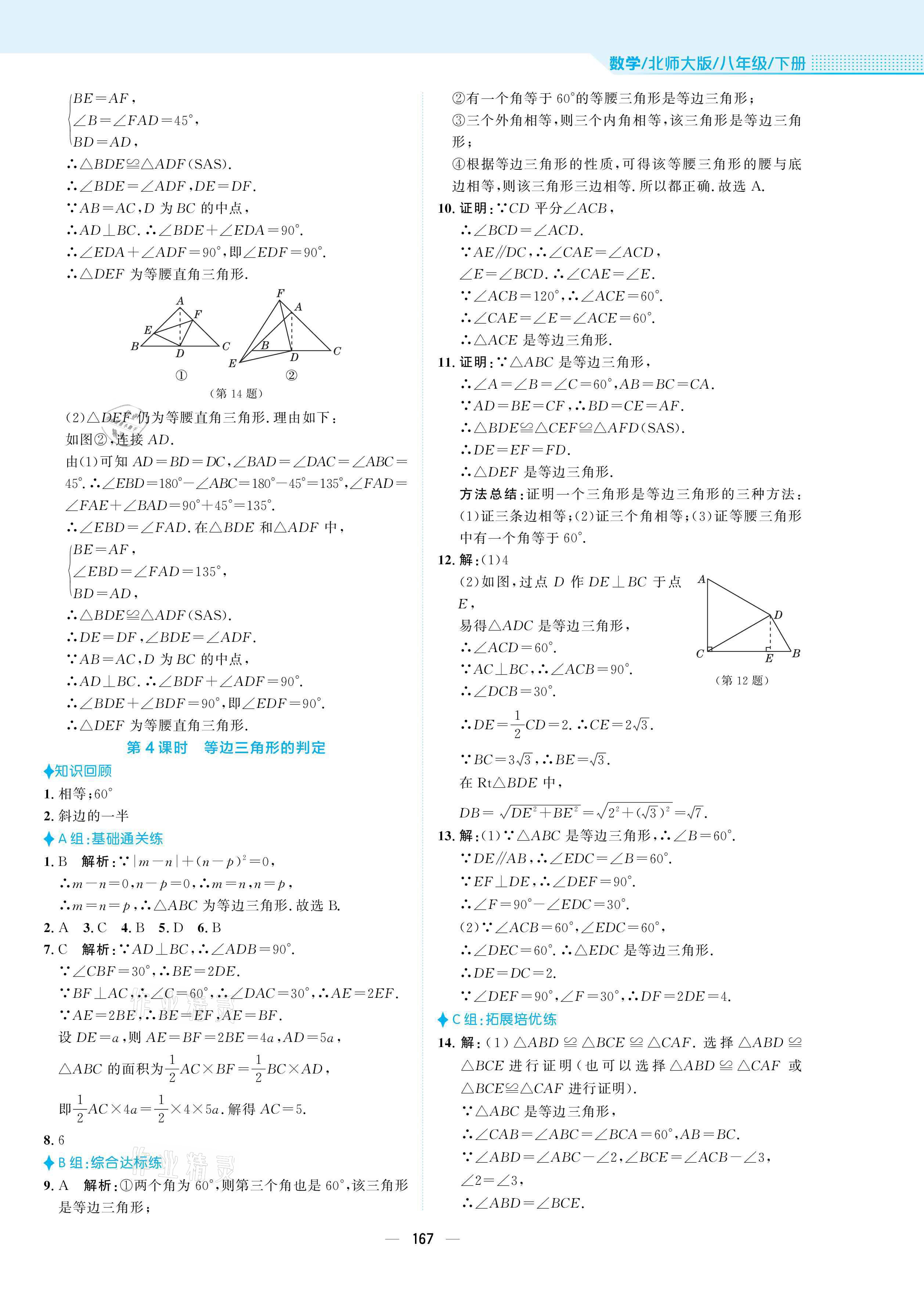 2021年新編基礎訓練八年級數(shù)學下冊北師大版 參考答案第3頁