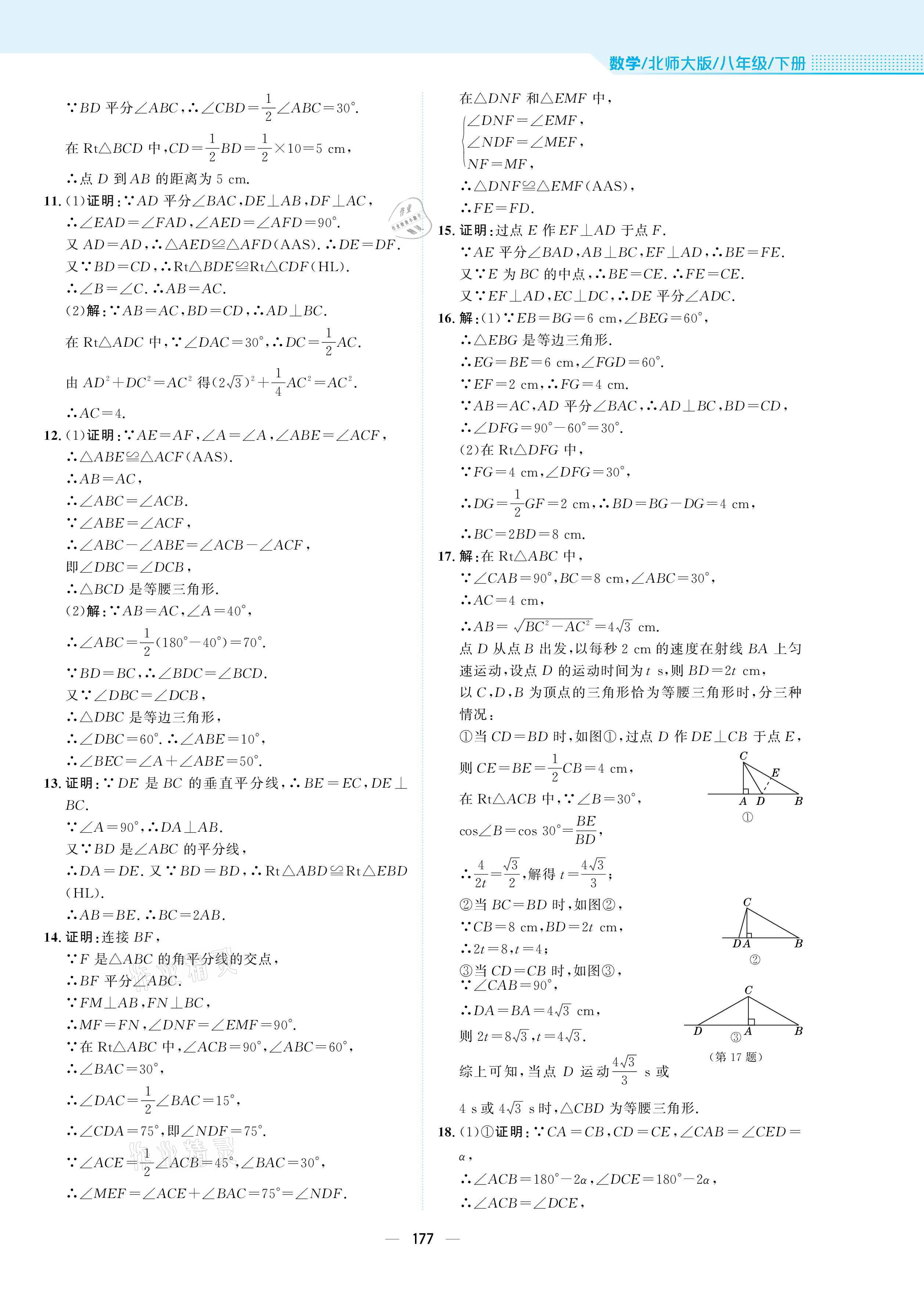 2021年新編基礎訓練八年級數(shù)學下冊北師大版 參考答案第13頁