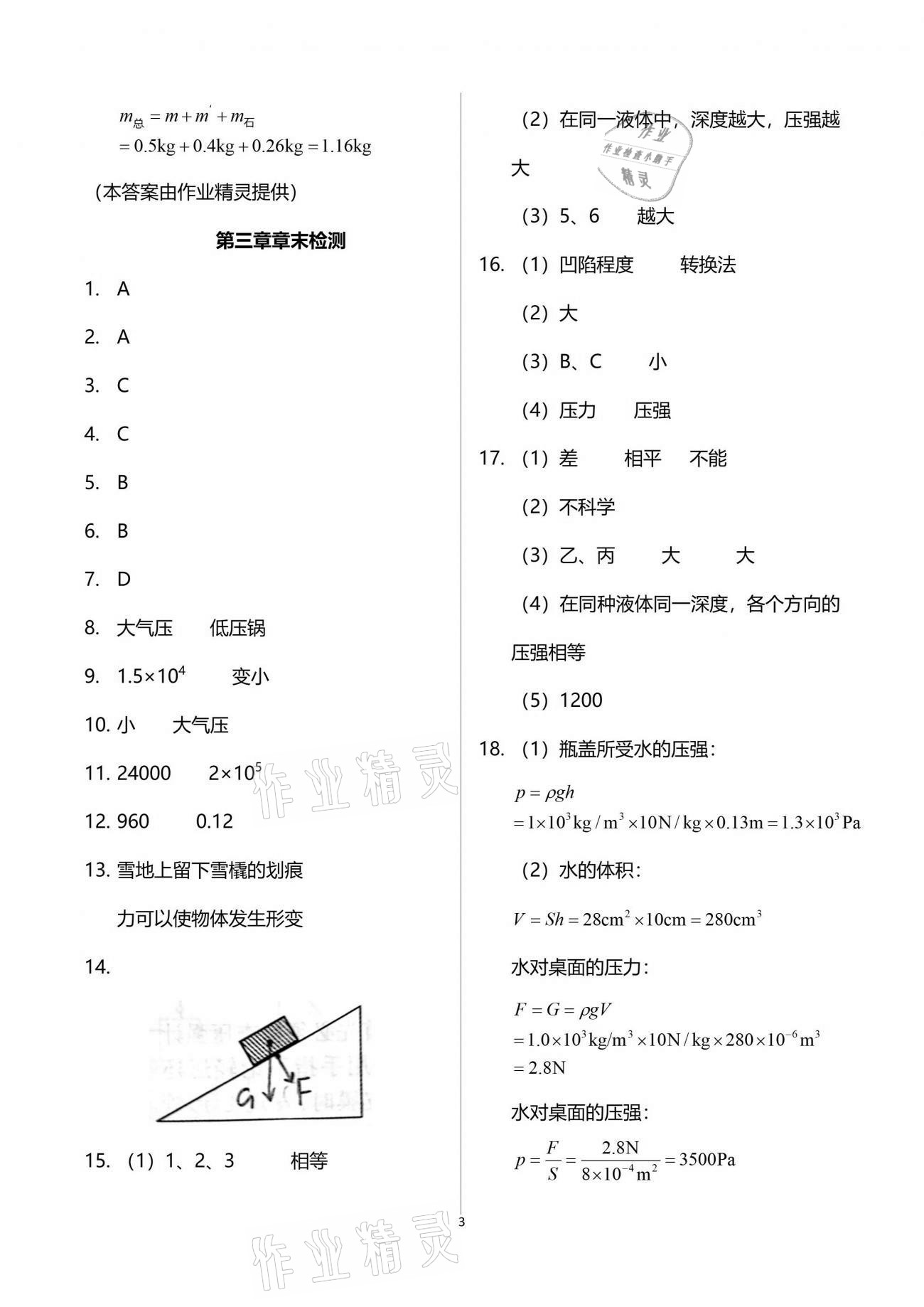 2021年重慶市中考試題分析與復(fù)習指導(dǎo)物理 參考答案第3頁