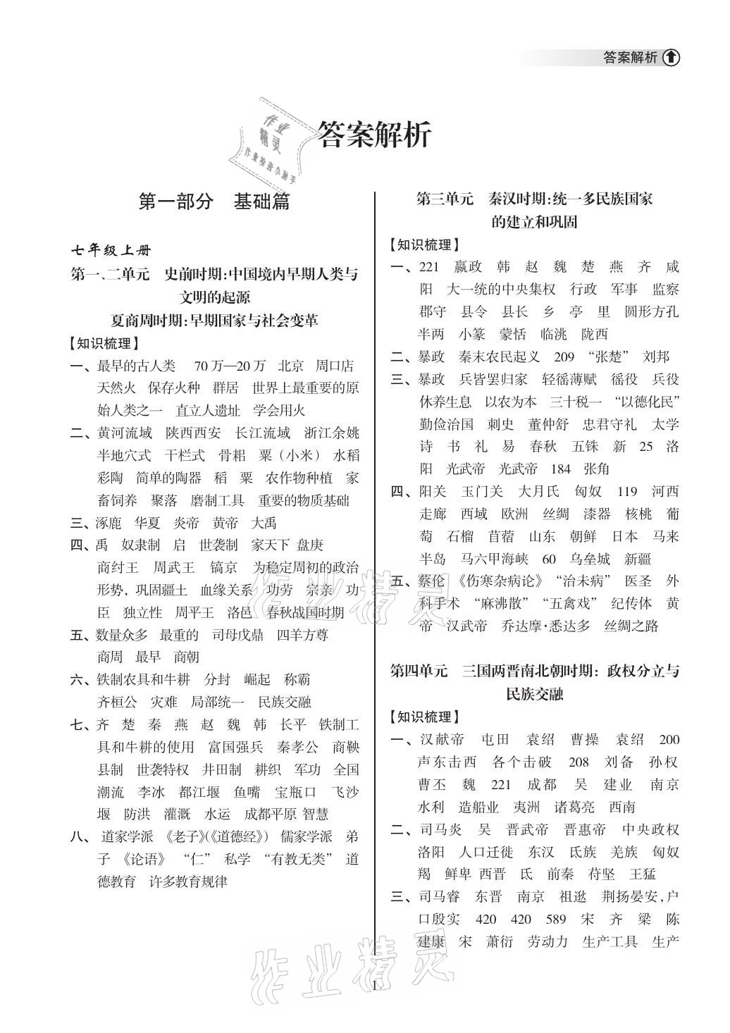 2021年海南中學(xué)中考總復(fù)習(xí)歷史人教版 參考答案第1頁