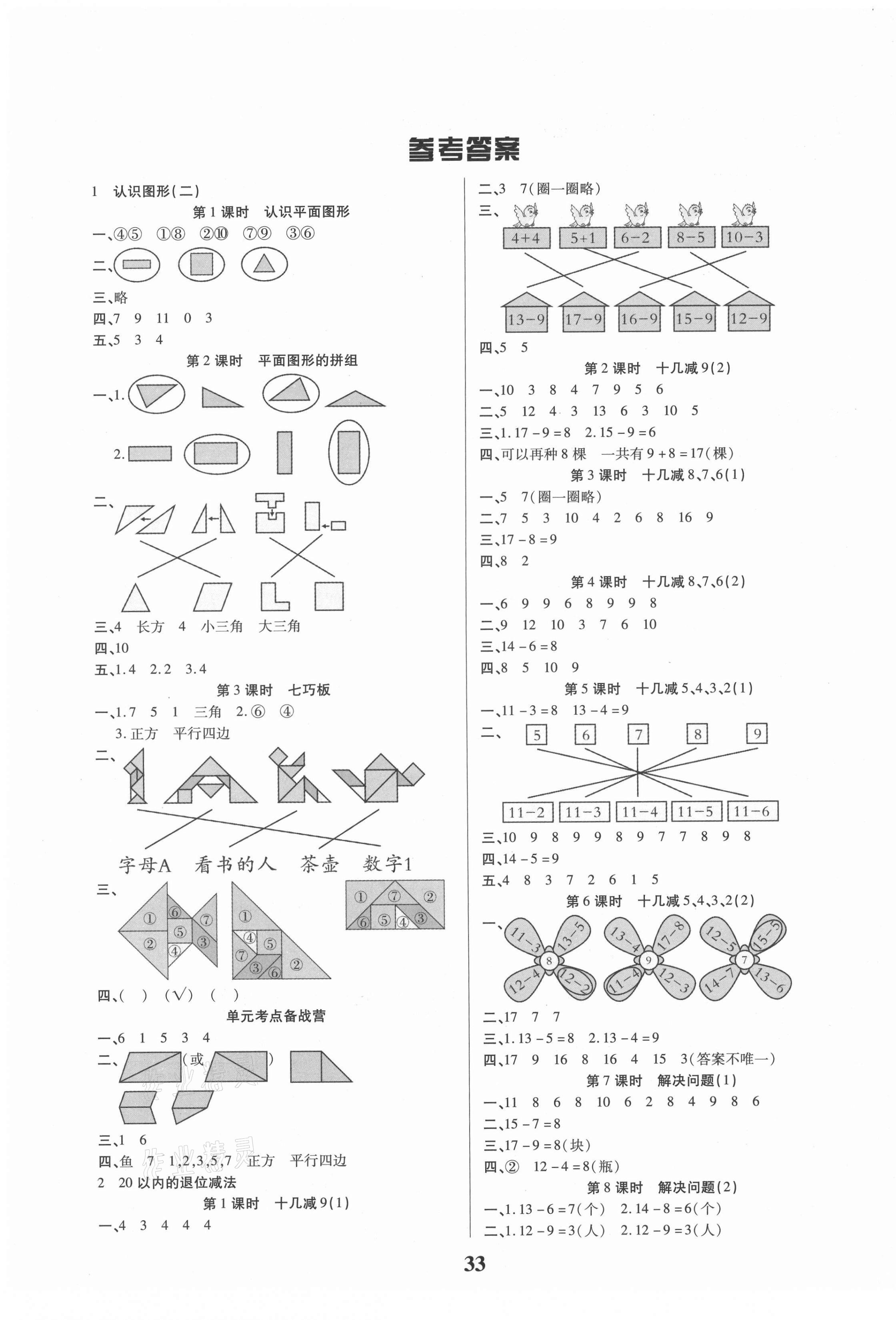 2021年優秀三好生一年級數學A版下冊人教版 第1頁