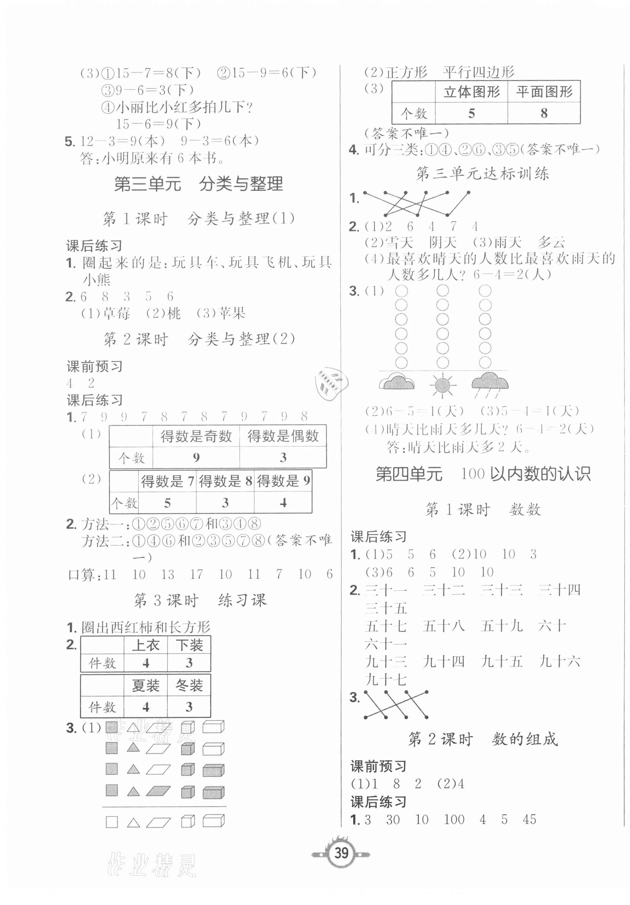 2021年創(chuàng)新課課練一年級(jí)數(shù)學(xué)下冊(cè)人教版 第3頁(yè)