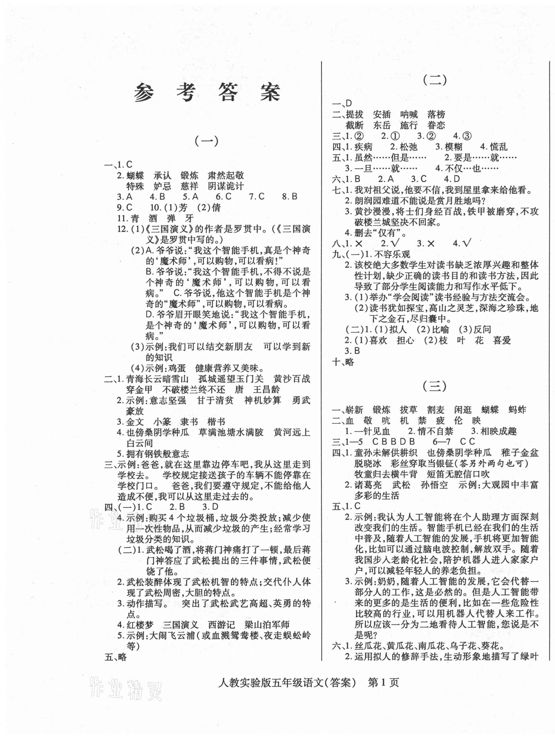 2021年正宗十三县五年级语文下册人教版 第1页