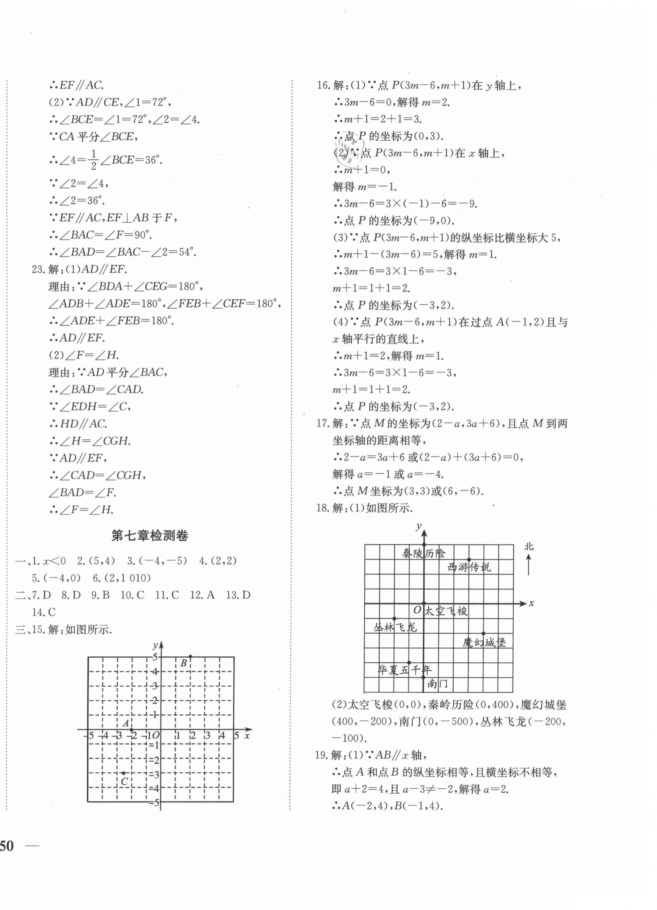 2021年云南省考標(biāo)準(zhǔn)卷七年級數(shù)學(xué)下冊人教版 參考答案第4頁