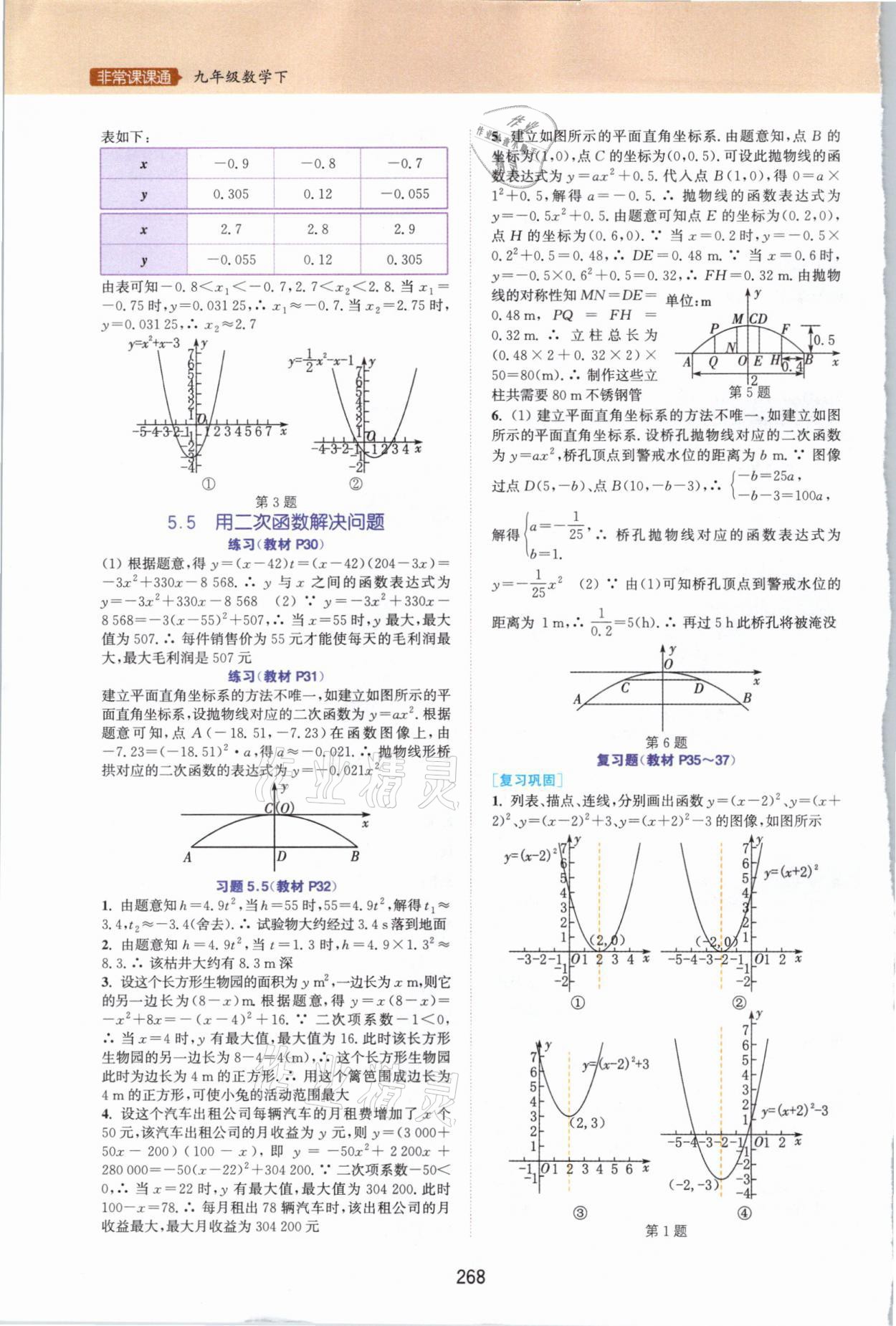 2021年教材課本九年級數(shù)學(xué)下冊蘇科版 參考答案第4頁