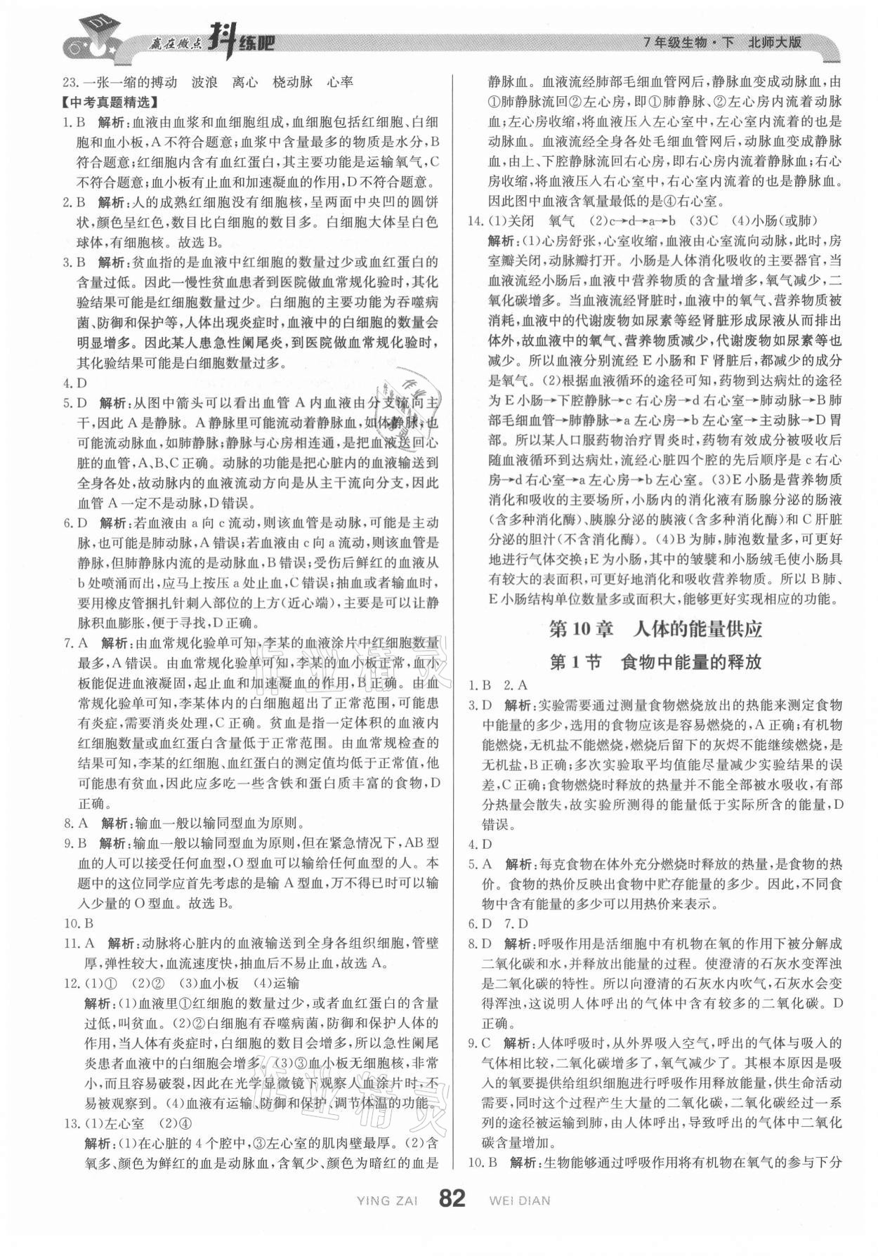 2021年抖練吧七年級生物下冊北師大版 第8頁
