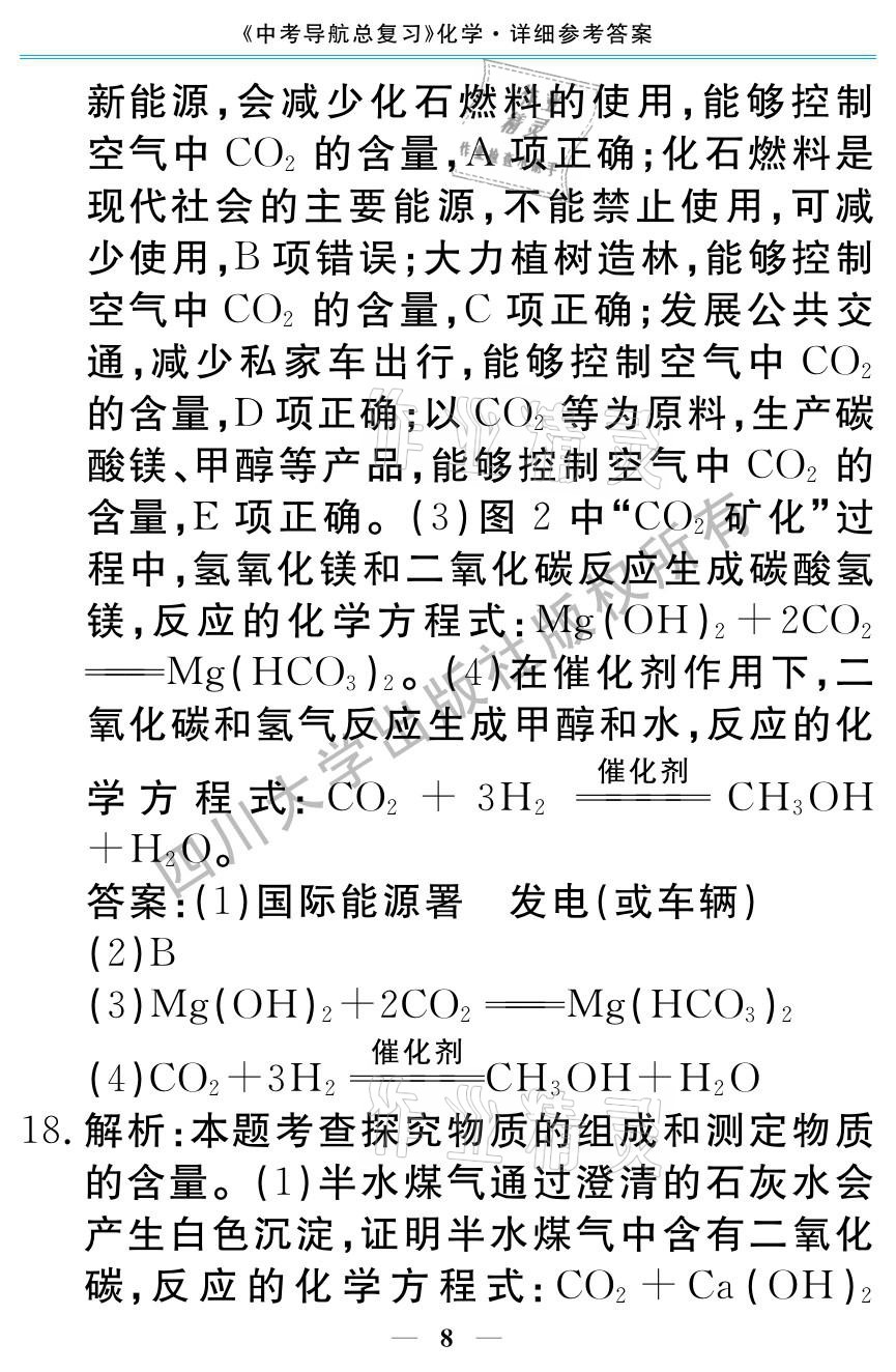 2021年中考导航总复习化学 参考答案第20页