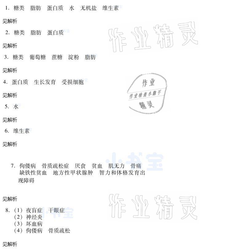 2021年同步精練七年級(jí)生物下冊(cè)人教版廣東專版廣東人民出版社 參考答案第13頁(yè)