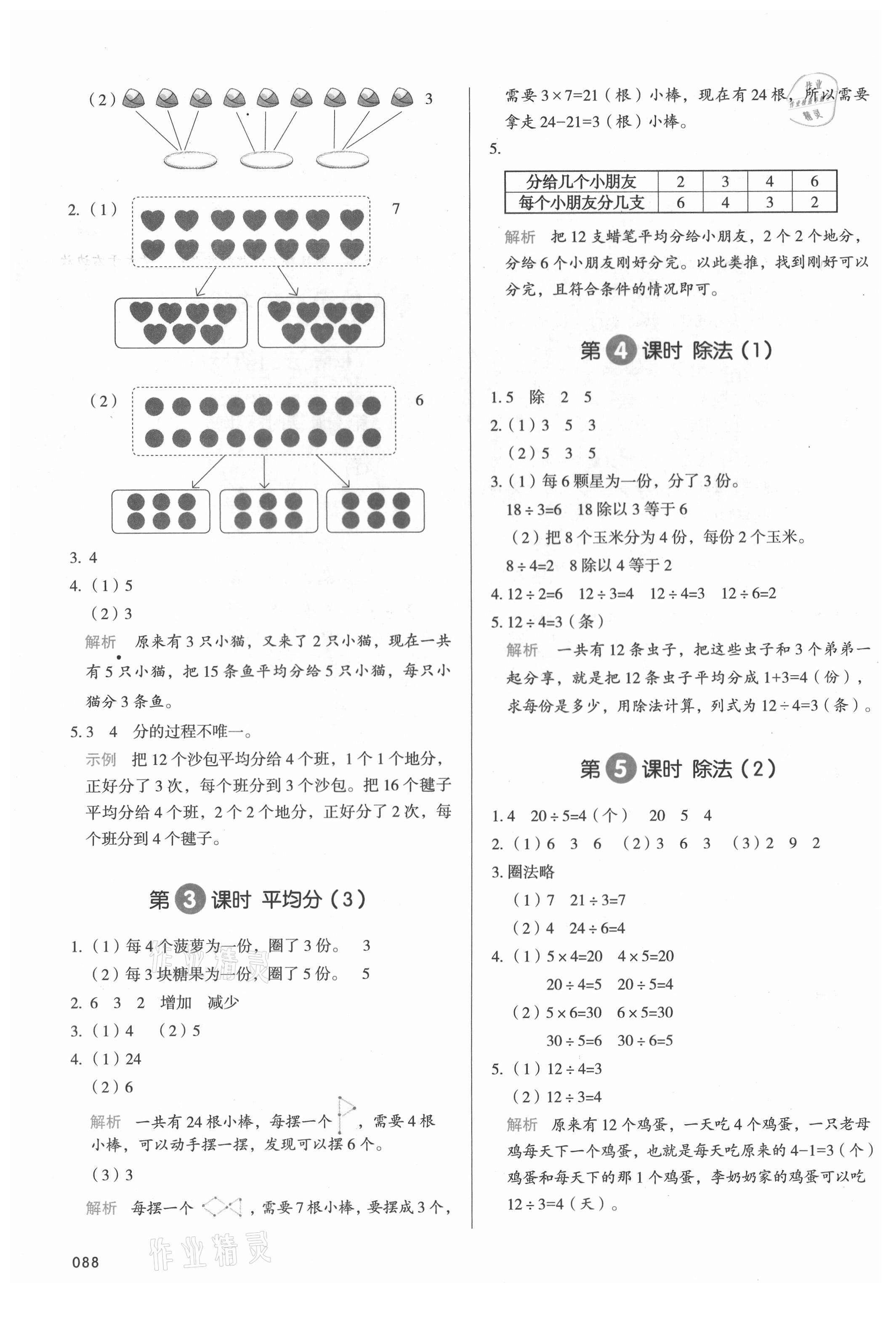 2021年我愛寫作業(yè)二年級數(shù)學下冊人教版 參考答案第3頁