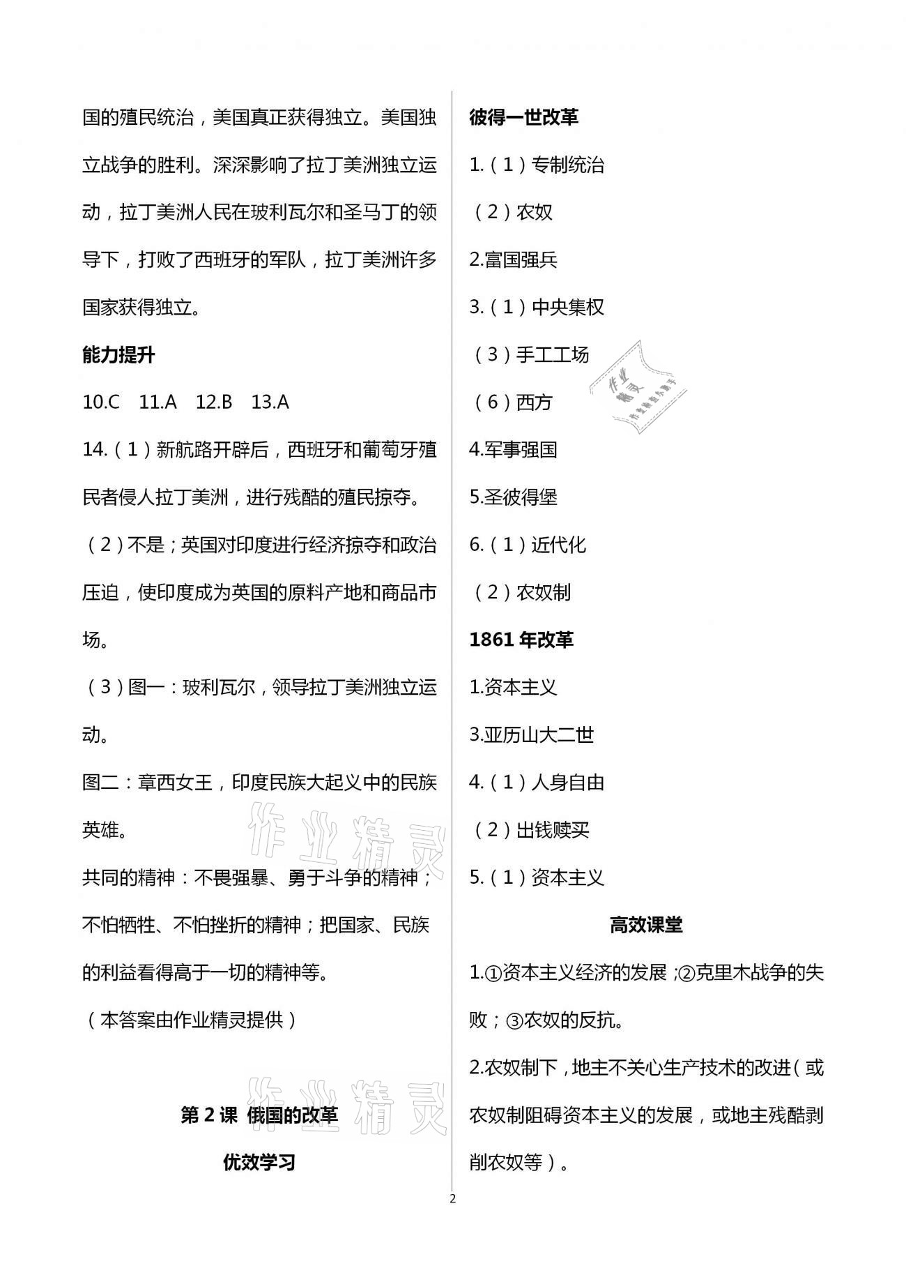 2021年人教金學(xué)典同步解析與測(cè)評(píng)九年級(jí)世界歷史下冊(cè)人教版重慶專版 第2頁