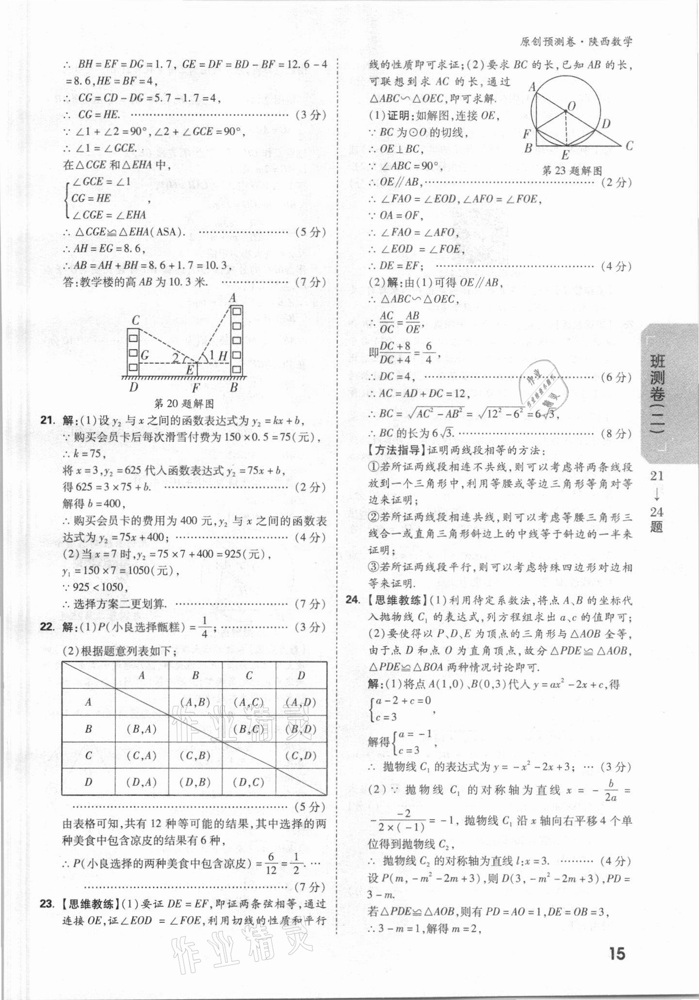 2021年萬(wàn)唯中考原創(chuàng)預(yù)測(cè)卷數(shù)學(xué)陜西專版 參考答案第11頁(yè)