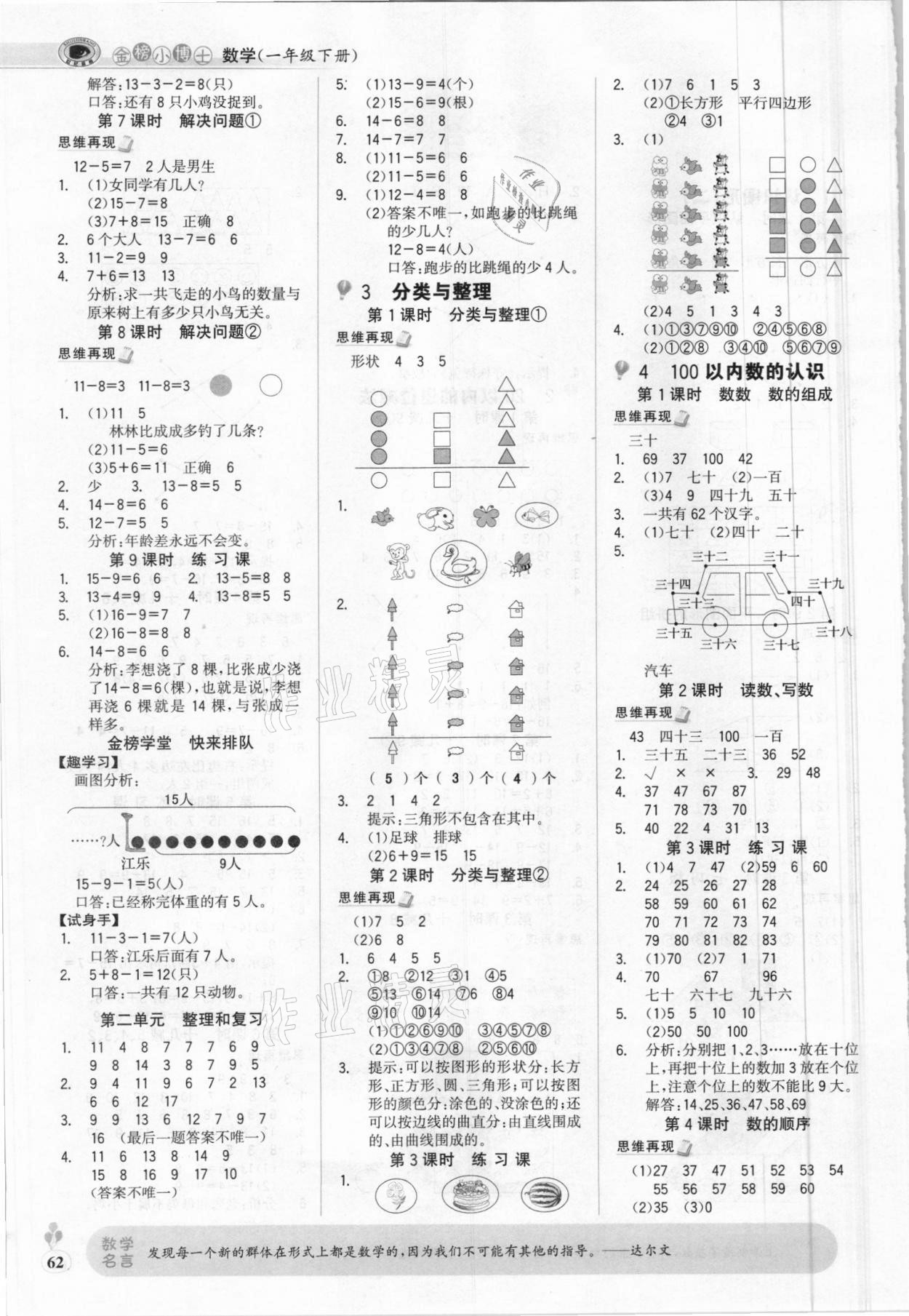 2021年世紀(jì)金榜金榜小博士一年級數(shù)學(xué)下冊人教版 第2頁