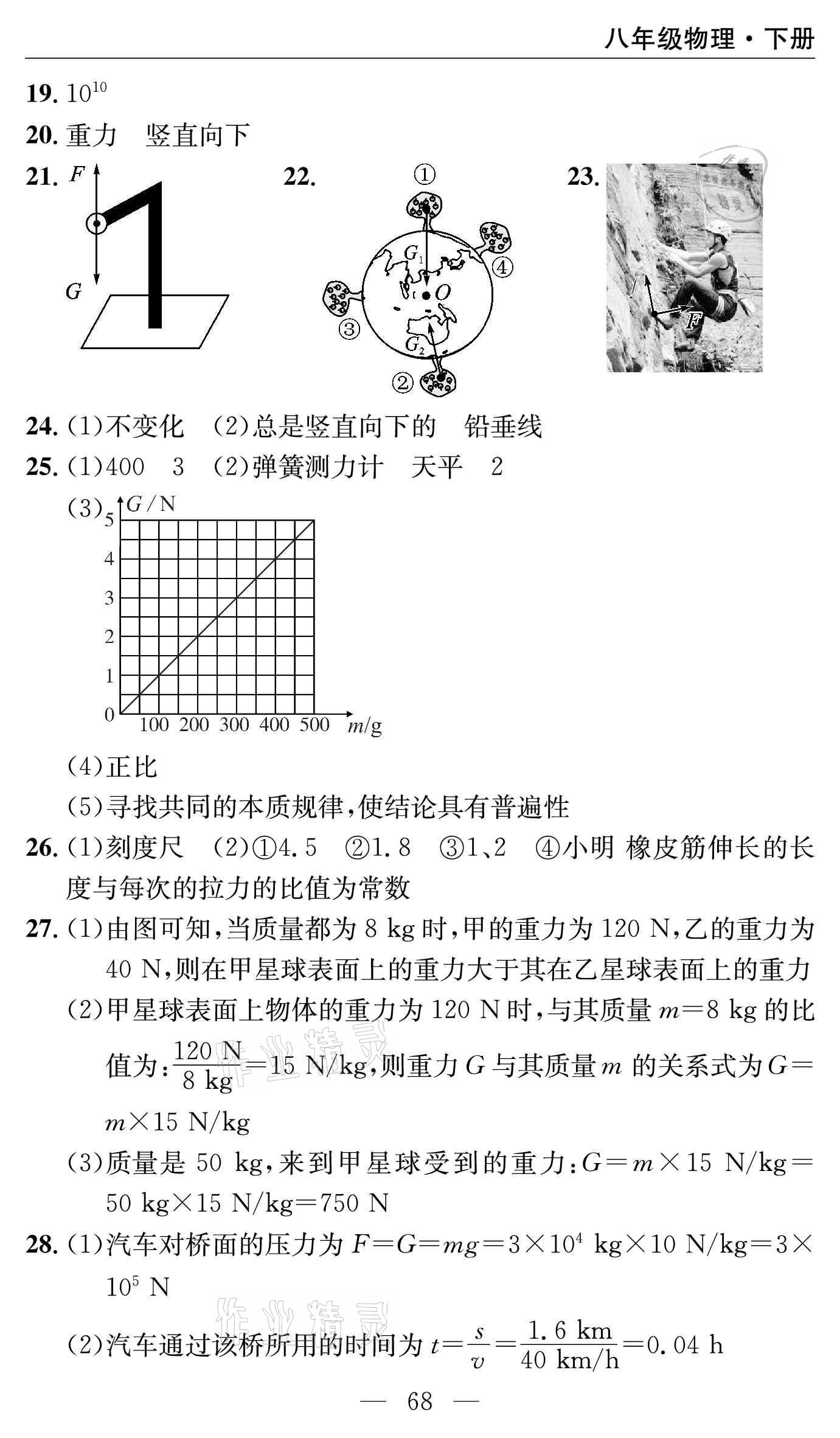 2021年智慧課堂密卷100分單元過關(guān)檢測(cè)八年級(jí)物理下冊(cè)人教版 參考答案第4頁