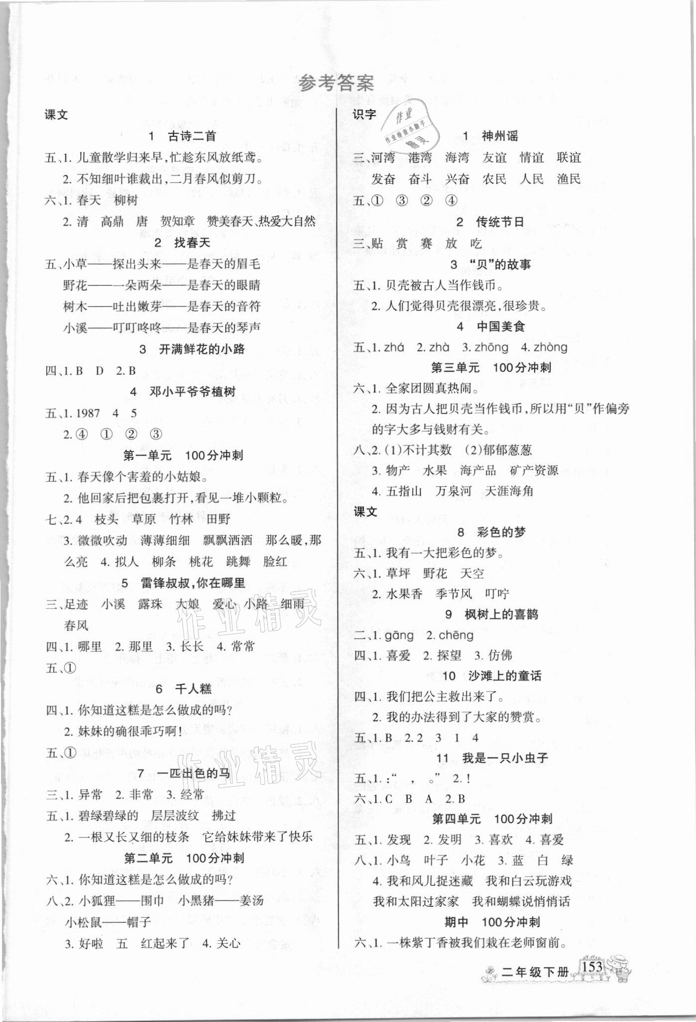 2021年名师点睛字词句段篇二年级下册人教版 第1页